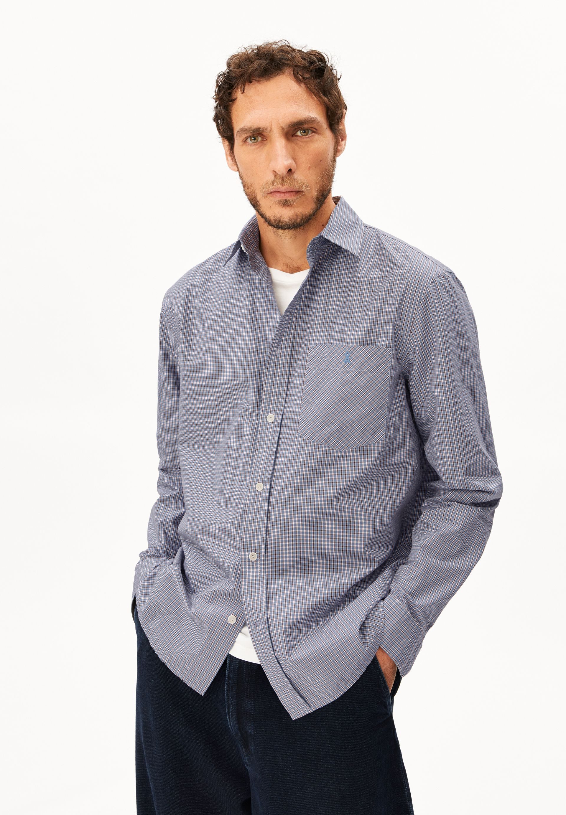 Armedangels Langarmhemd SMALL CHECK Hemd aus 100% Bio-Baumwolle (1-tlg., Relaxed Fit) Relaxed Fit