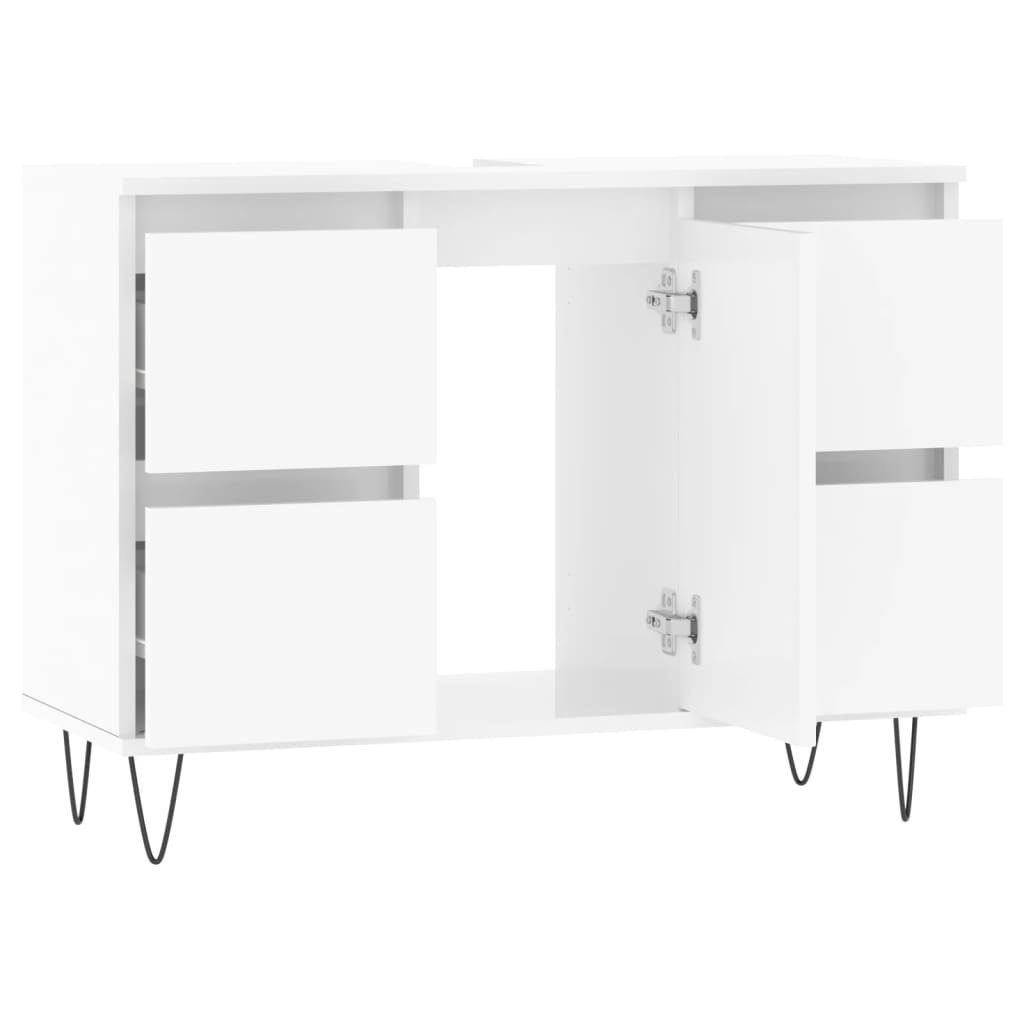 Badschrank Hochglanz-Weiß cm Badezimmerspiegelschrank vidaXL 80x33x60 Holzwerkstoff (1-St)