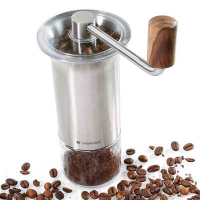 ZASSENHAUS Kaffeemühle Barista Edelstahl/Glas - Handmühle Espressomühle, 40 g Bohnenbehälter, Manuell