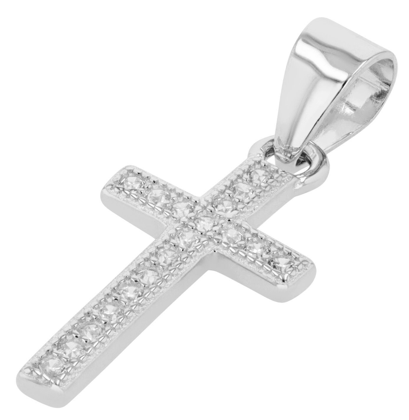 Kettenanhänger Anhänger – Kreuz Kreuzanhänger aus 925 Silber mit Zirkonia