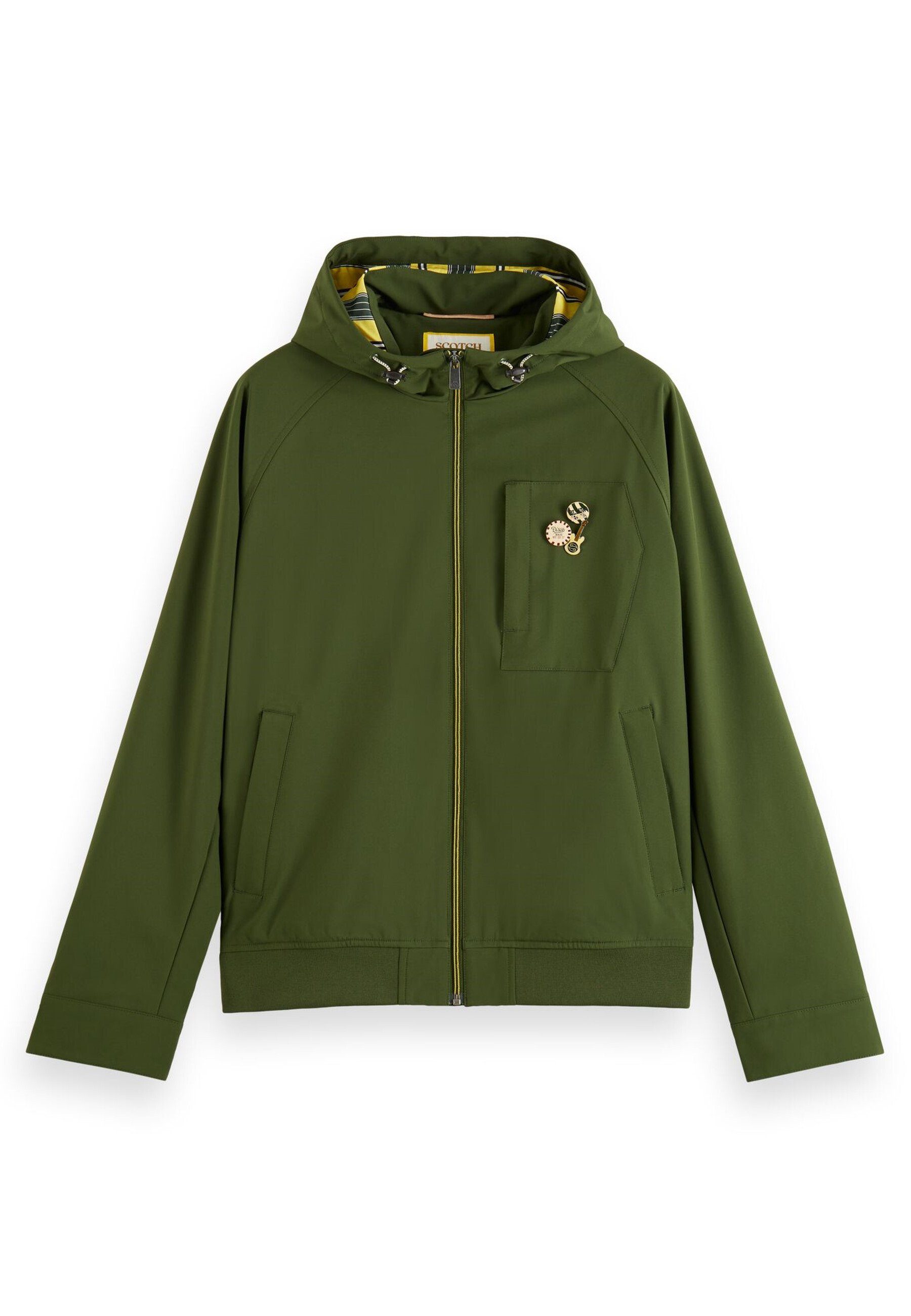 Scotch & Soda Softshelljacke Jacke Classic hooded soft-shell jacket mit Kapuze, (1-St) grün