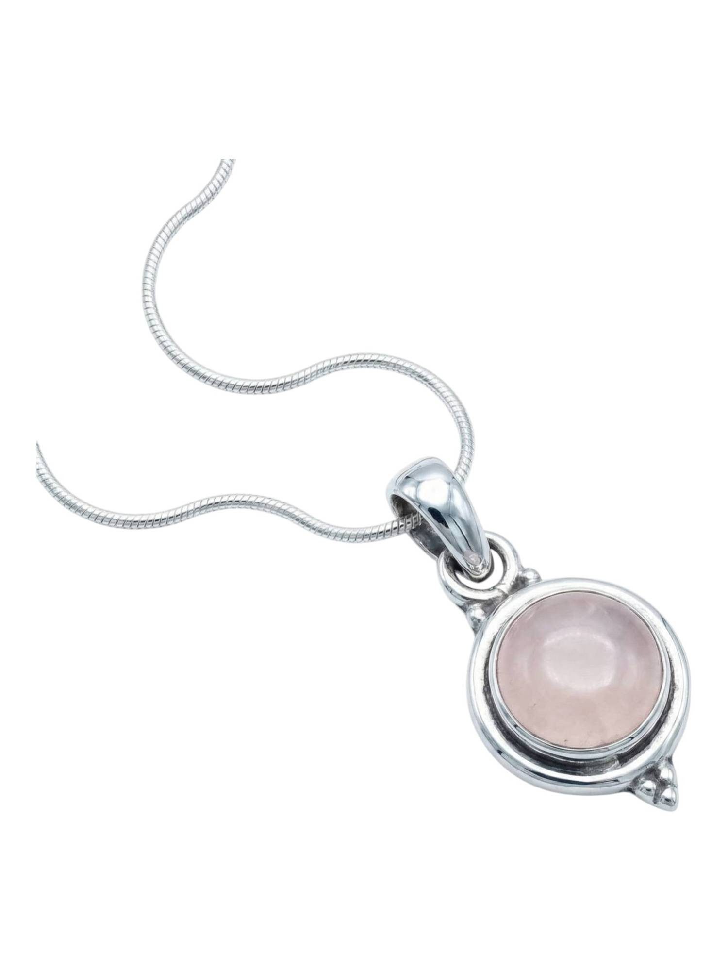 Kette mit Anhänger PIARA aus 925 Silber mit Rosenquarz