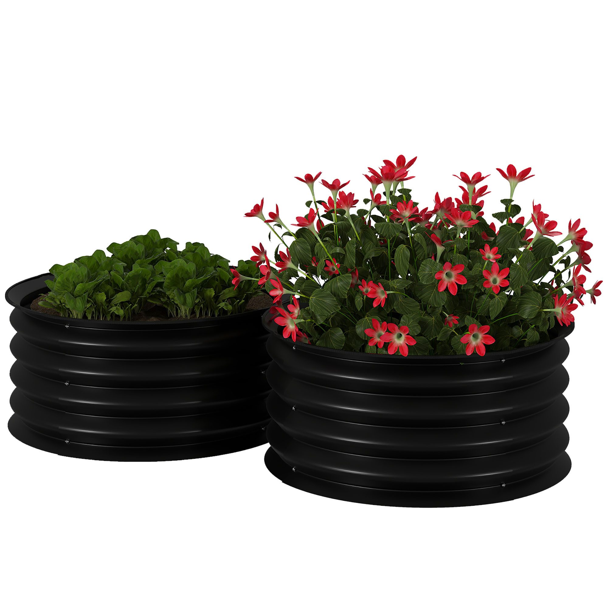 Outsunny Hochbeet 2er-Set, aus Stahl (Pflanzkasten, 2 St., Gemüsebeet), Ø60 günstig online kaufen