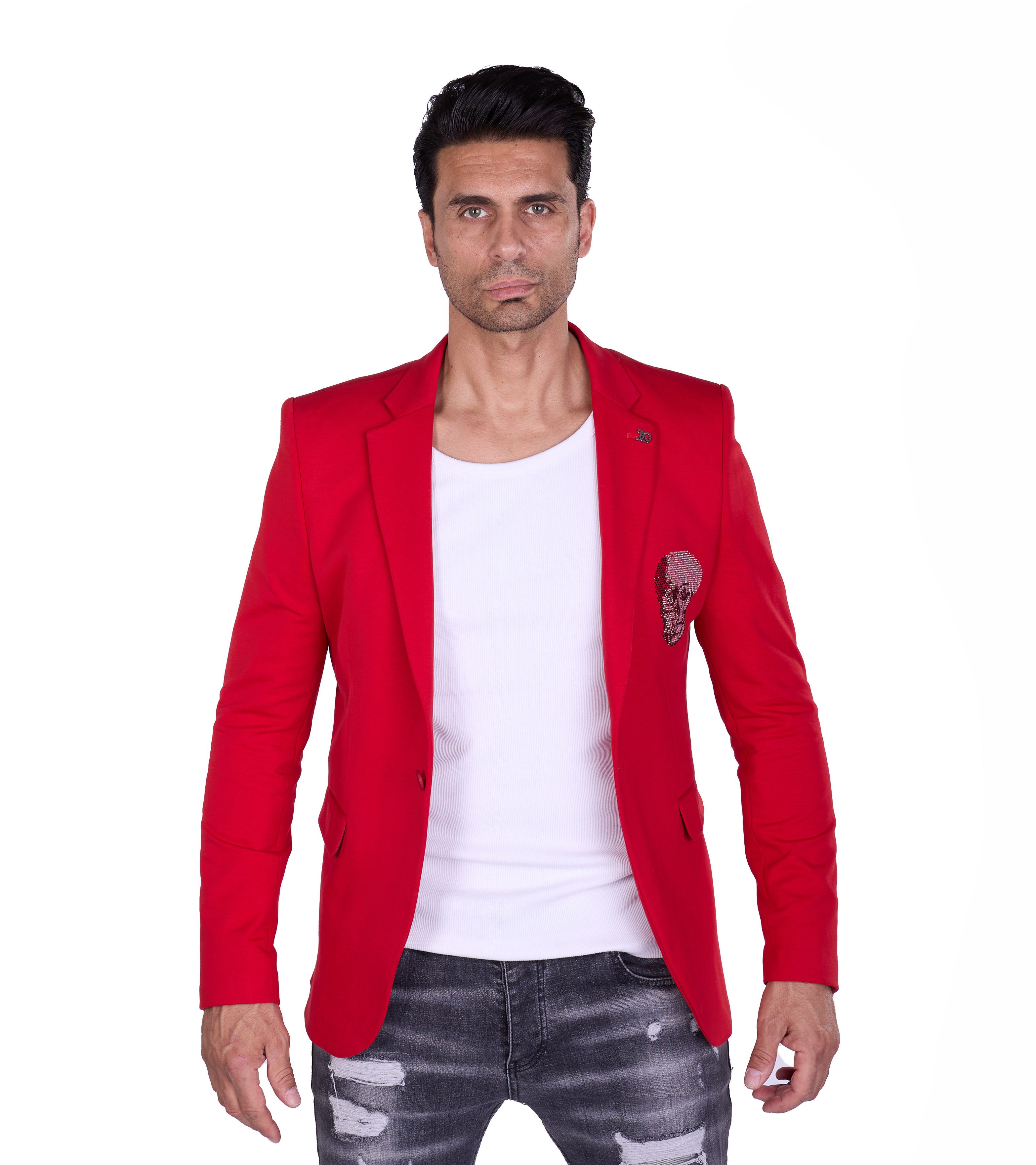 Denim Distriqt Jerseysakko Elegantes Totenkopf Sakko günstig online kaufen