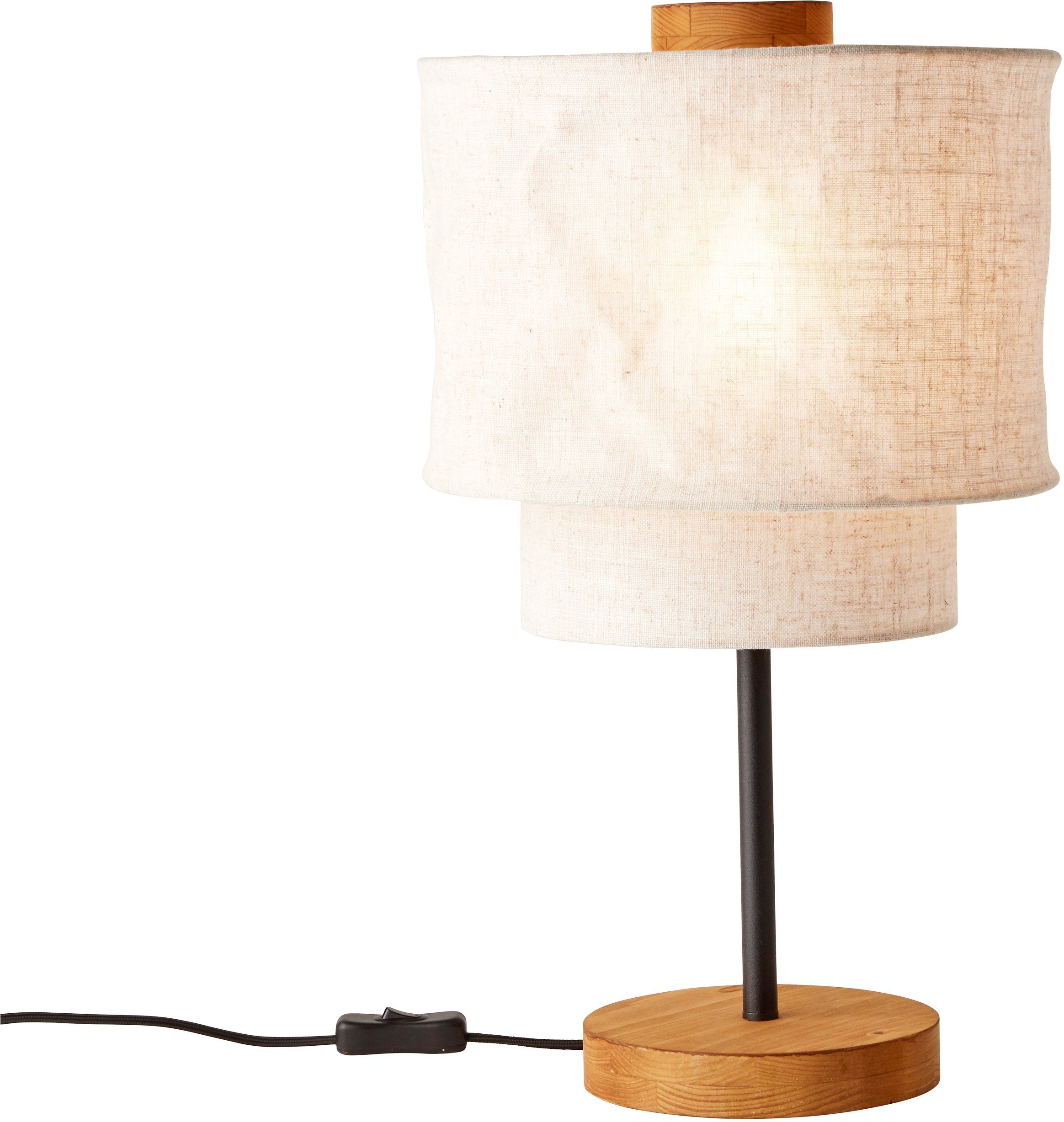 mit E27 Tischleuchte Fassung,beige/natur aus products Leinen,Holzelemente, OTTO ohne Tischlampe Leuchtmittel, Lucee, Schirm