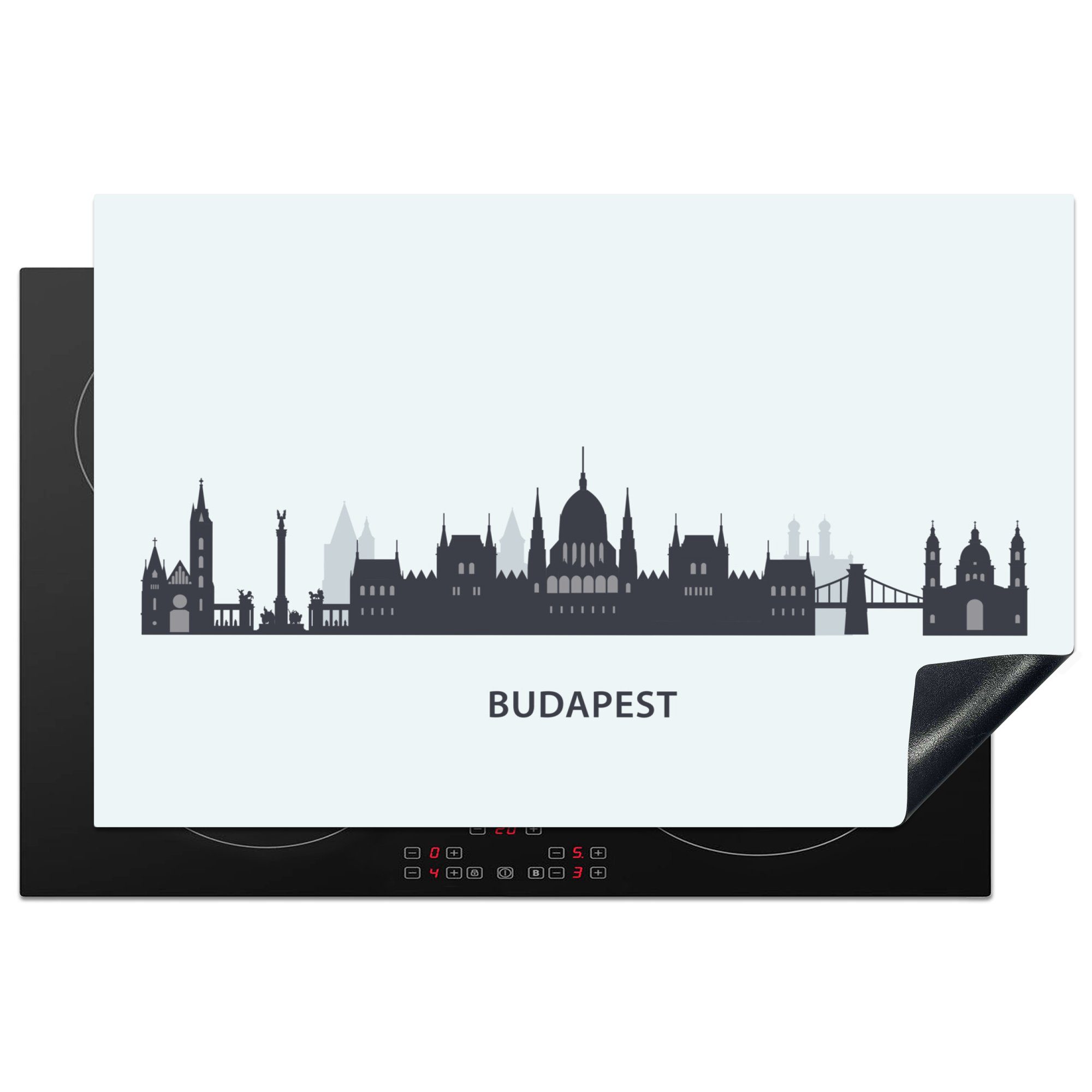 MuchoWow Herdblende-/Abdeckplatte Budapest - Skyline - Europa, Vinyl, (1 tlg), 81x52 cm, Induktionskochfeld Schutz für die küche, Ceranfeldabdeckung