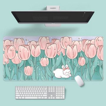 AUKUU Mauspad Blumen Mauspad niedliches Laptop Tastatur Pad Büro, Arbeitszimmer Schreibtischunterlage für Frauen