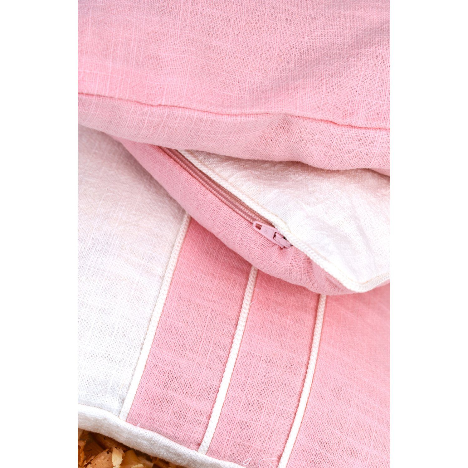 ZIRBENSCHATZ Zirbenkissen Zirbekissen rosa/weiß mit 1 Kissen, Zirbenduft 1 Zirbenkissen, wohltuender angenehmer Liegekomfort und 1-tlg., rechteckig, Knopf