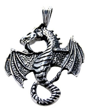 Kiss of Leather Kettenanhänger großer Drachen Drache Dragon Fantasy Anhänger aus Edelstahl