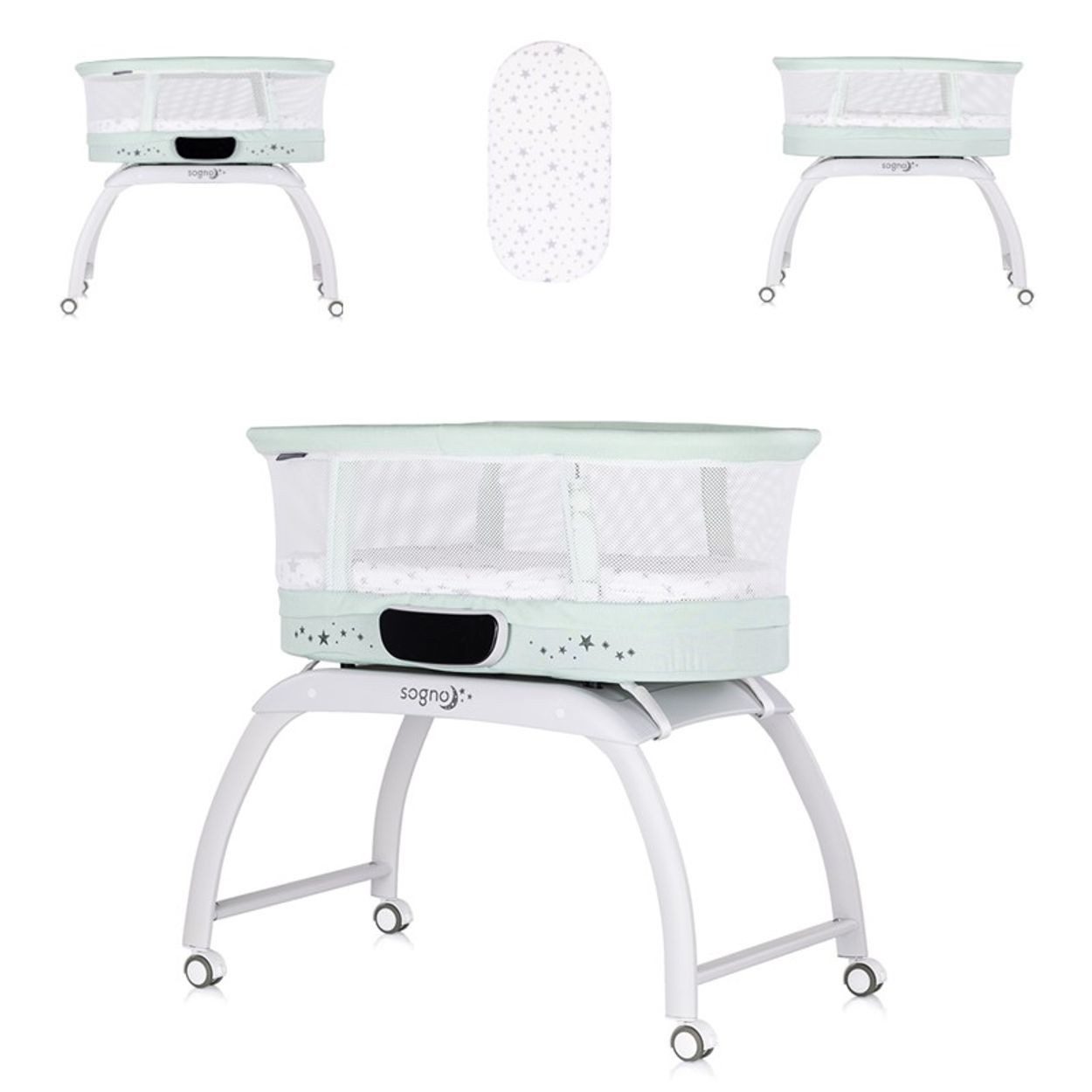 Chipolino Komplettbett Sogno 2 in 1, 83 x 40 cm, elektrisch, Schaukelfunktion, Fernbedienung, Waage