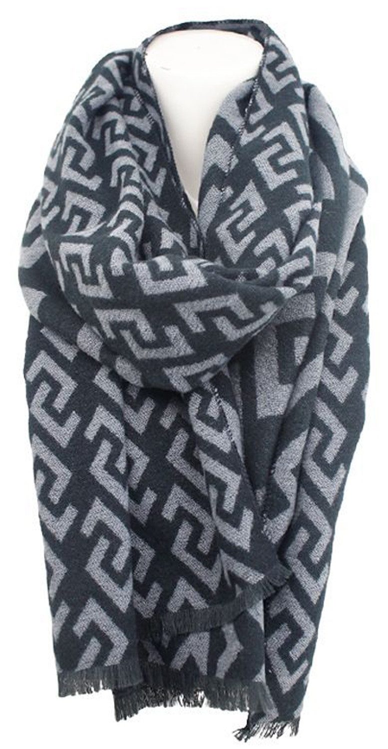 chic4home Schal Winter Weave, (1-St. 1-teilig), Damen Schal ca.65x190cm grafisches Muster weiches Kaschmir-Gefühl