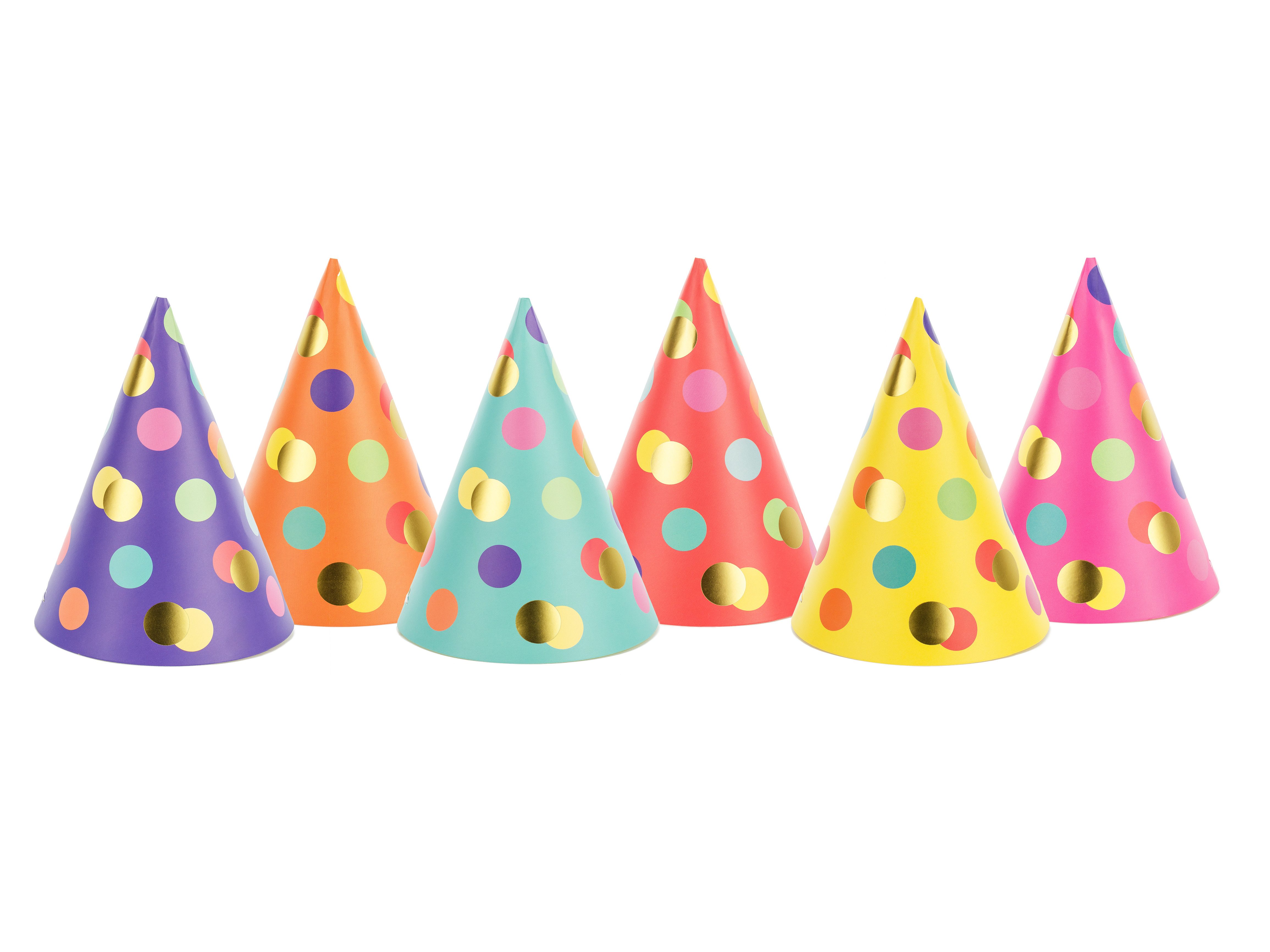 partydeco Kostüm PartyHut Dots Mix 6Stk.