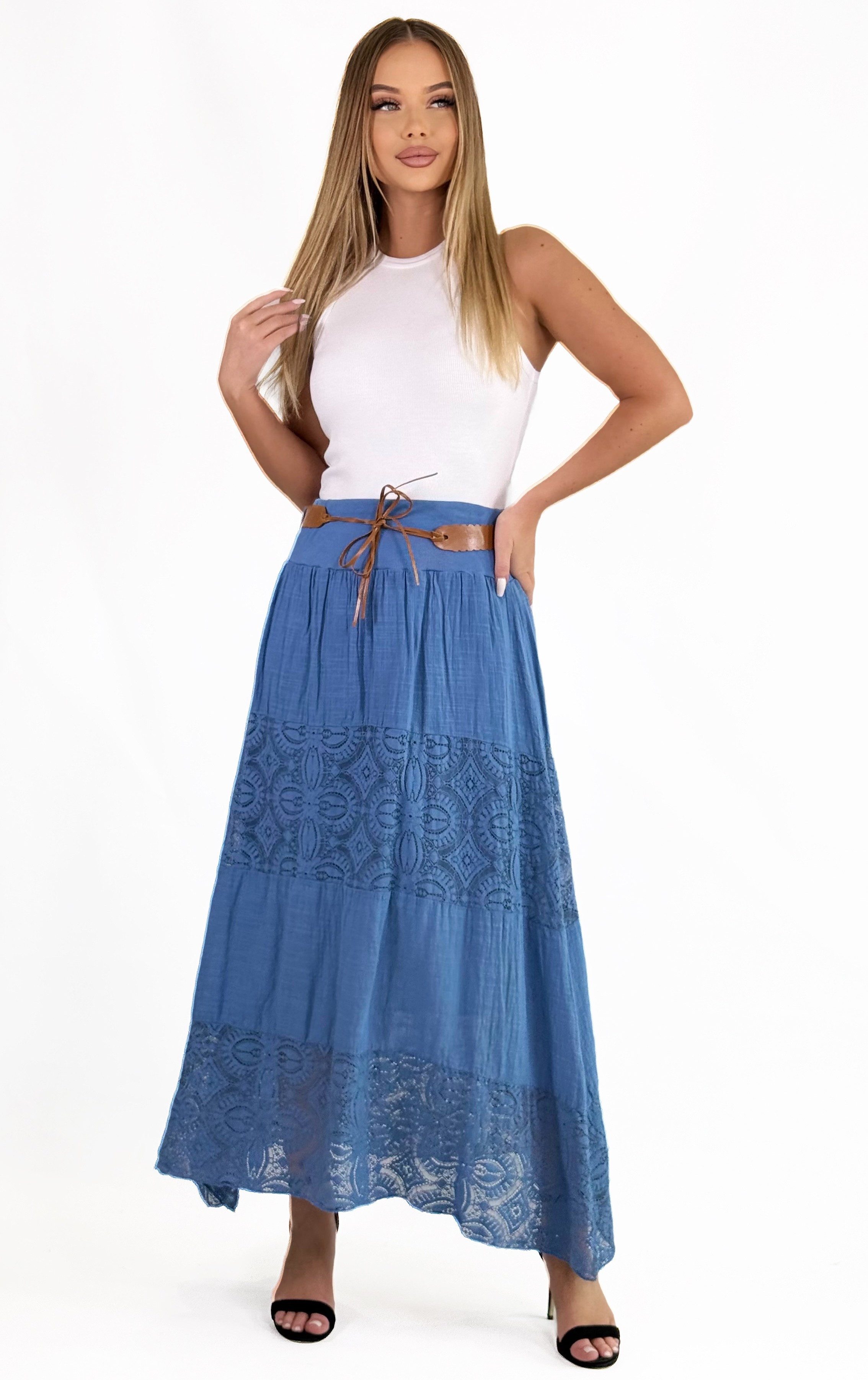 Mississhop A-Linien-Rock Baumwolle Rock Sommerrock locker Freizeit 100% M.3094