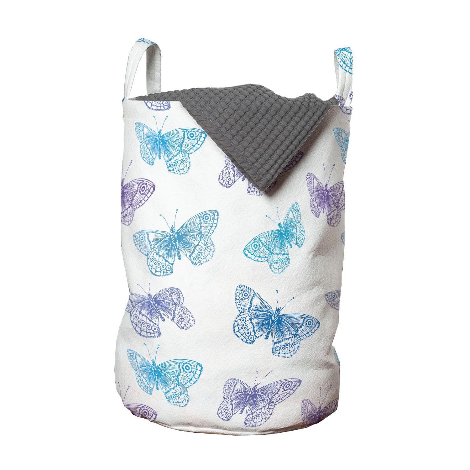 für Kordelzugverschluss Wäschesäckchen Schmetterlings-Layout-Art Waschsalons, Griffen Entomologie mit Abakuhaus Wäschekorb