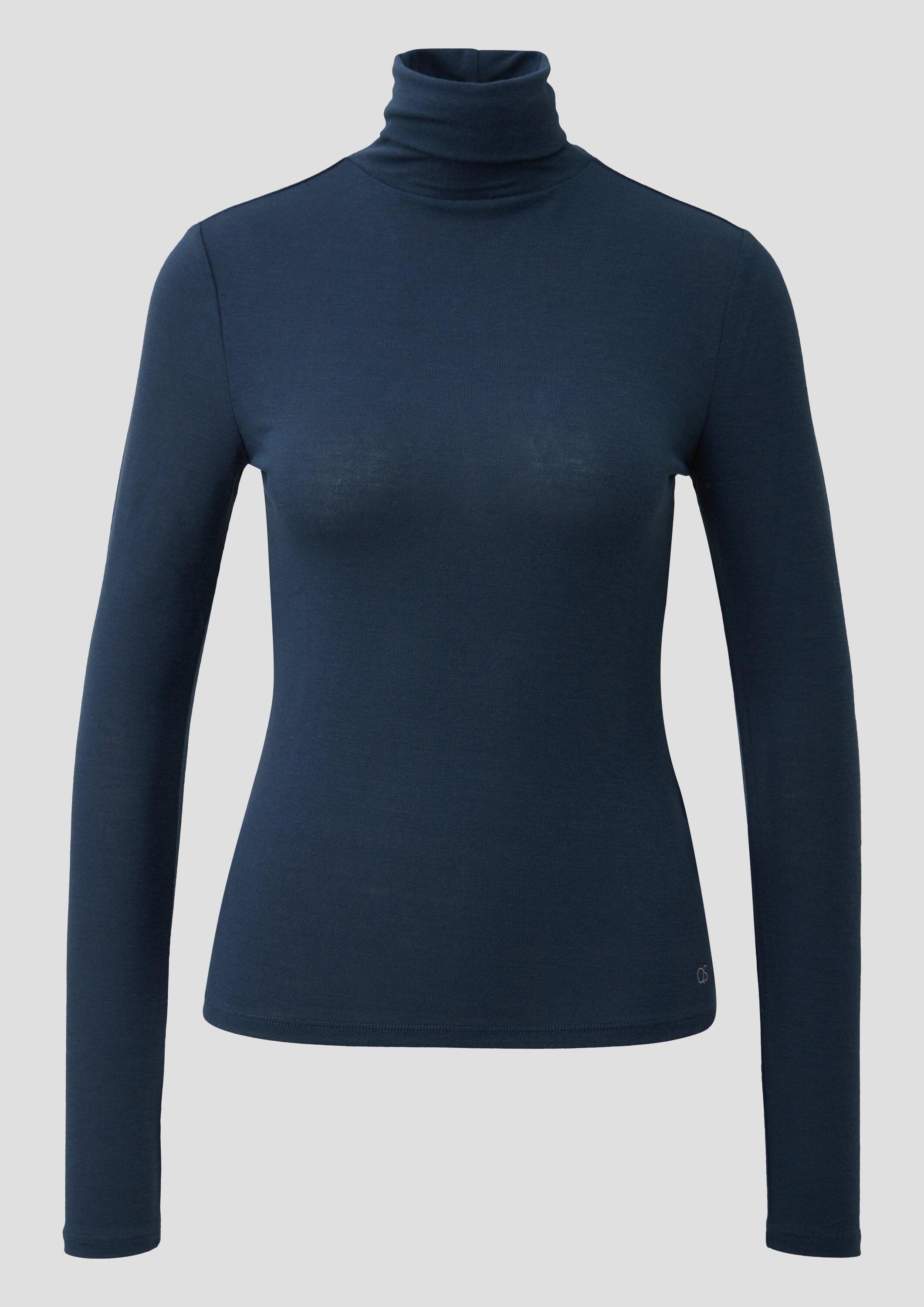 QS Langarmshirt T-Shirt Leicht transparentes Rollkragenshirt