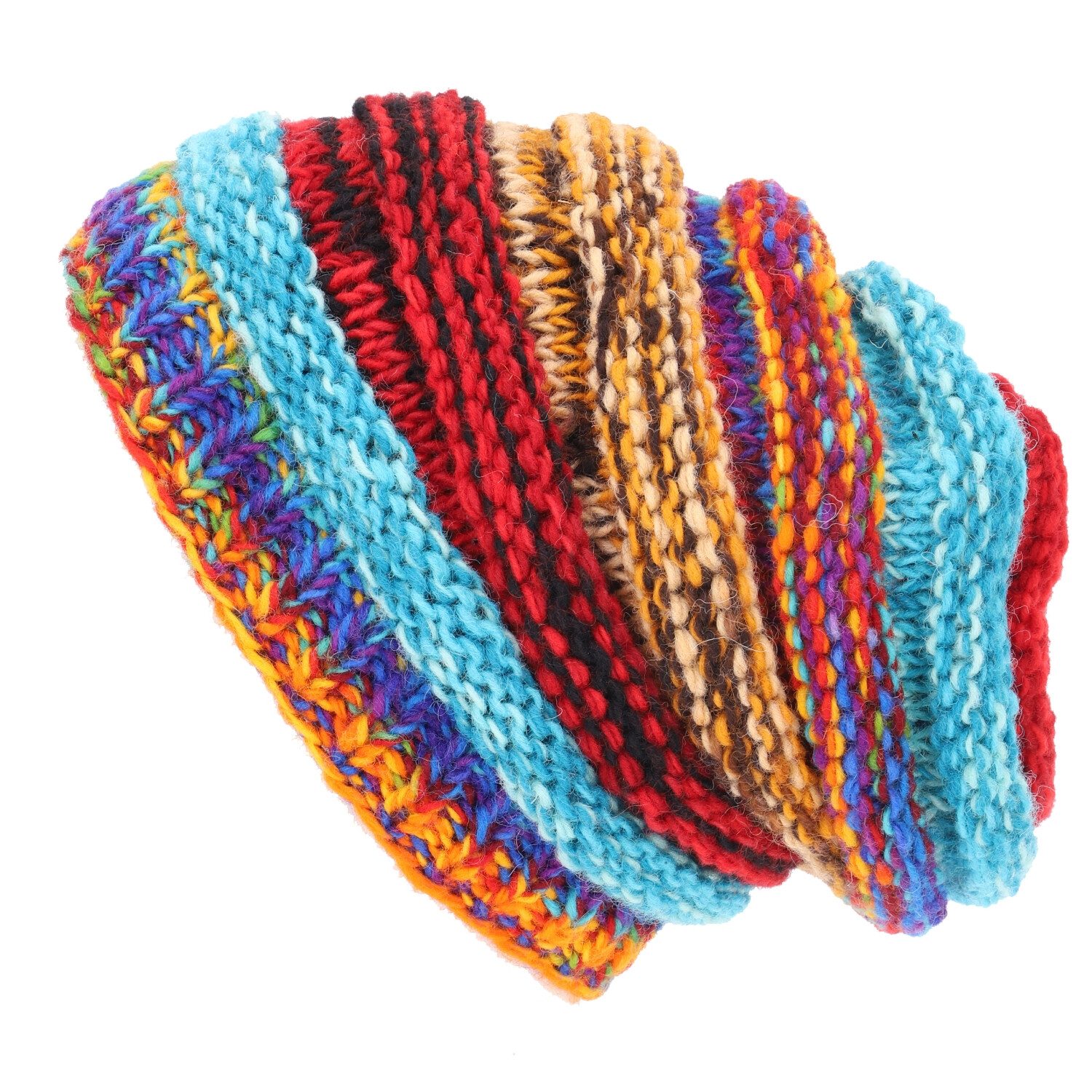Guru-Shop Strickmütze Wollmütze aus Nepal, handgestrickte Mütze,..