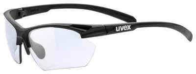Uvex Sportbrille, (1-St), uvex Unisex – Erwachsene, sportstyle 802 V small Sportbrille, selbsttönend, schmale Passform black mat/smoke