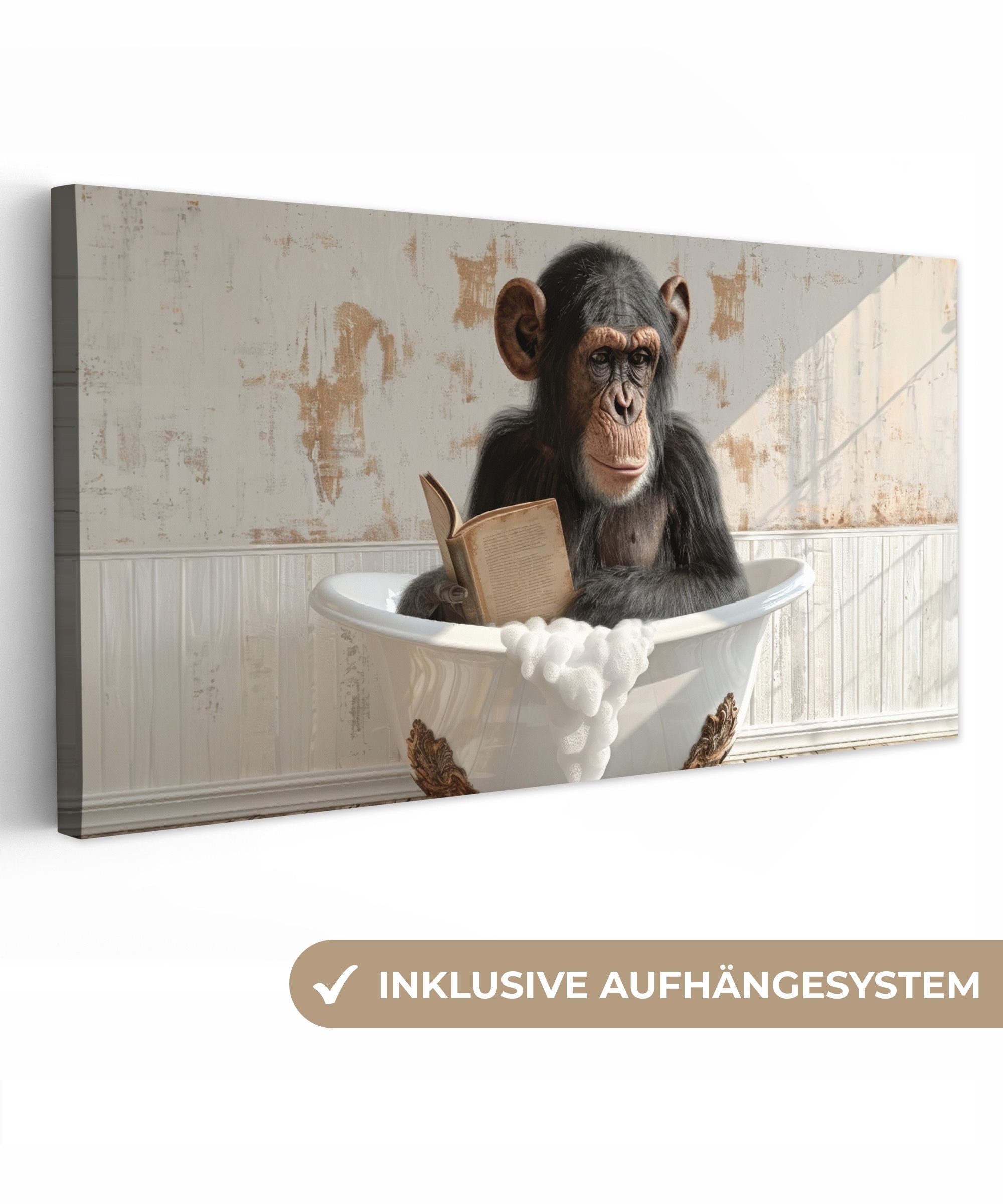 OneMillionCanvasses® Leinwandbild Panorama Vintage - Affe günstig online kaufen