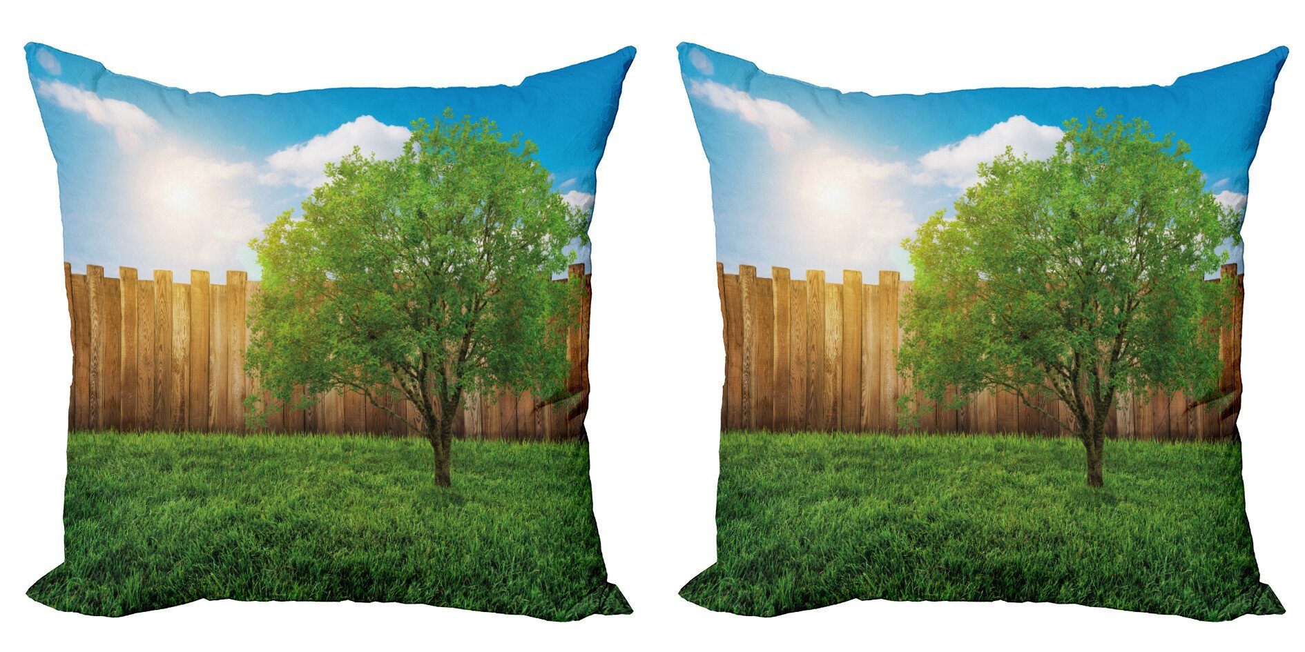 Stück), Modern Landschaft (2 Field Accent Abakuhaus Leben-Baum-Yard Doppelseitiger Digitaldruck, Kissenbezüge