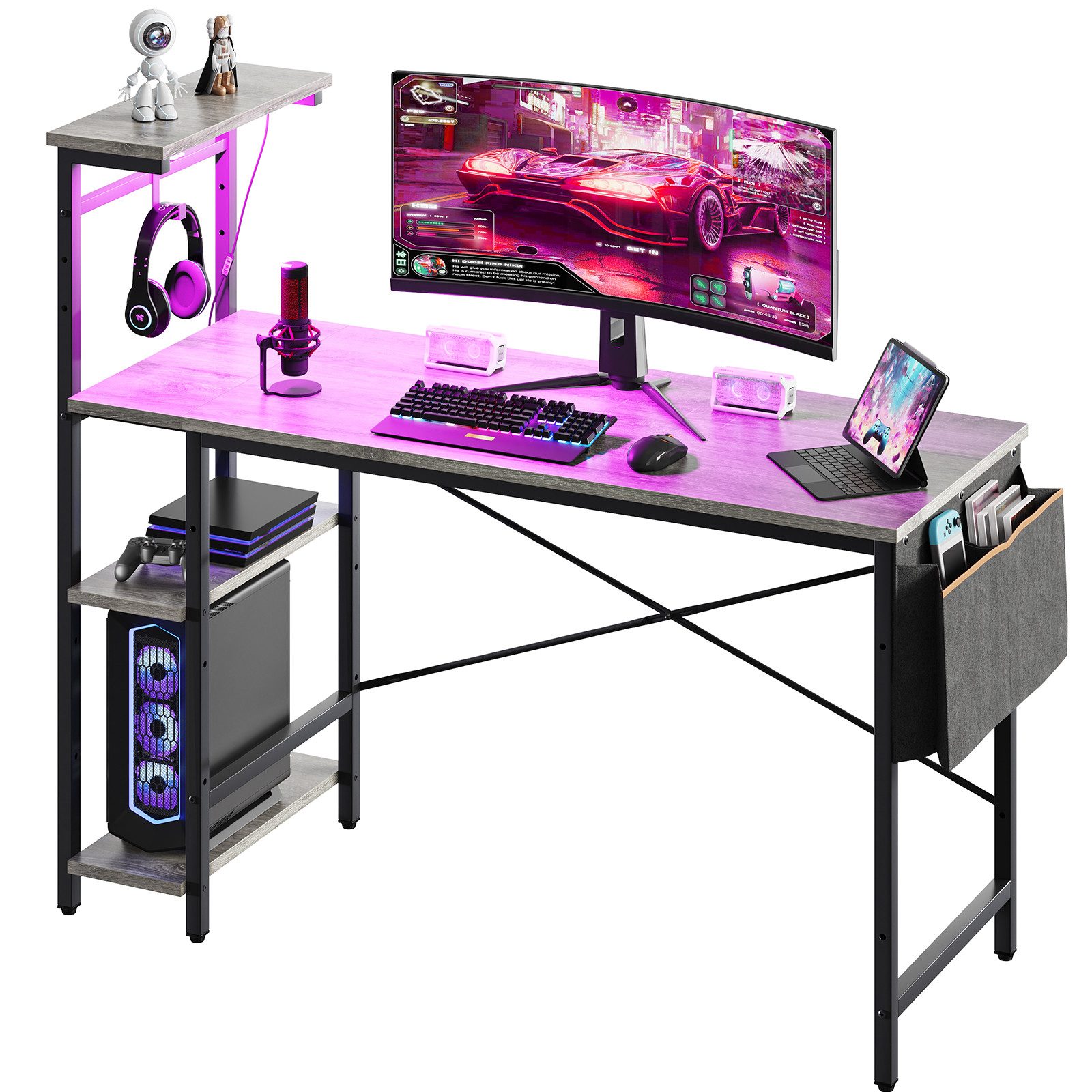 Bestier Gamingtisch Gaming Schreibtisch mit Regalen günstig online kaufen