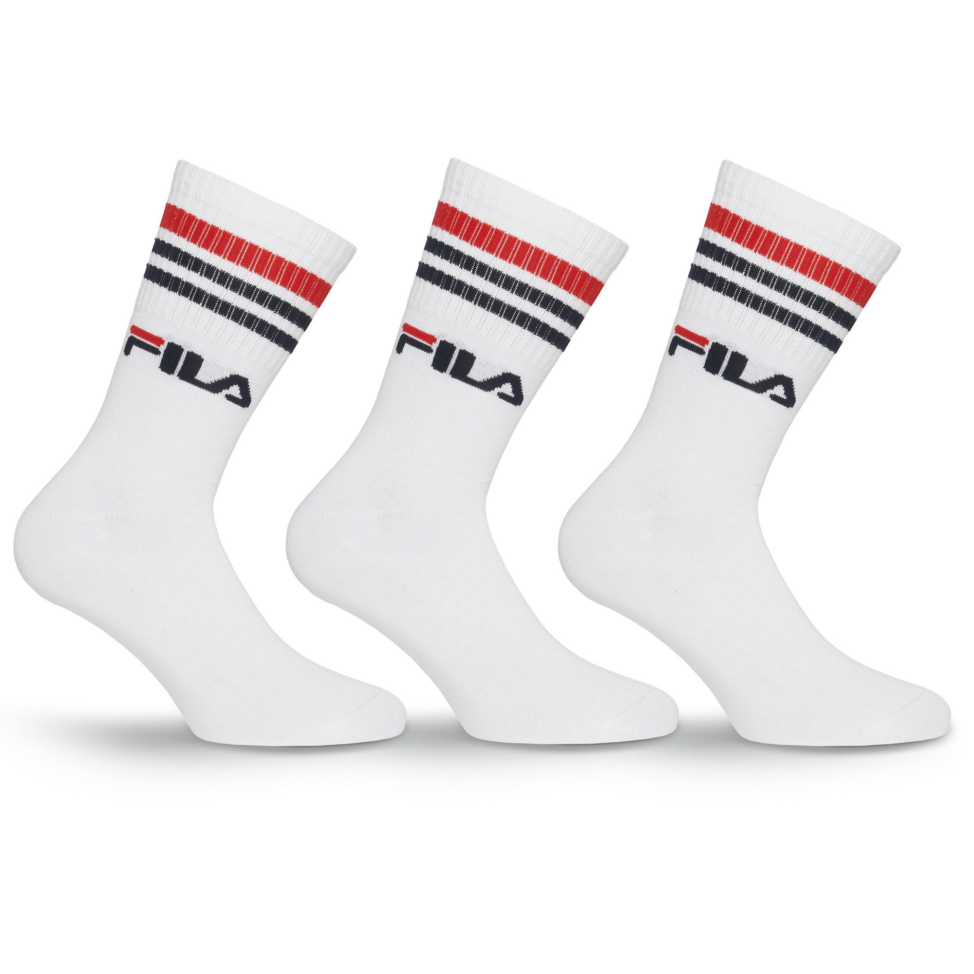 Fila Socken (3 Paar) breites Rippenbündchen, Logoschriftzug, Cotton-Mix