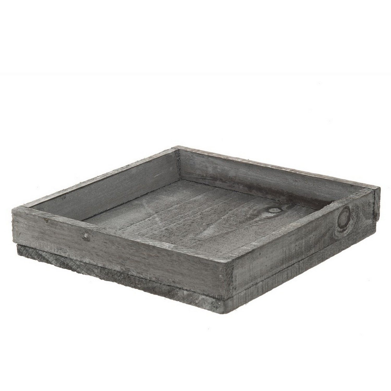 Deko AS Dekofigur Holztablett - Dekoschale - Vintage - 20x20x4 cm - Grau - 6 Stück - A9