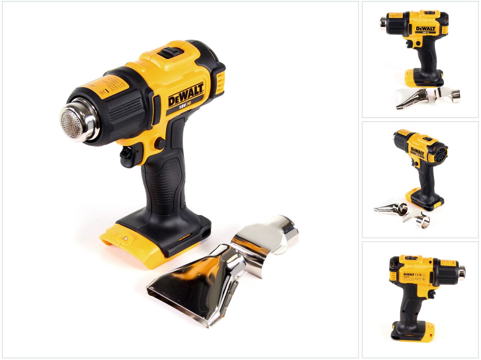 DeWalt Heißluftgebläse DCE 530 N Akku Heißluftpistole 18V 530°C Solo + Flächen- und Reflekto