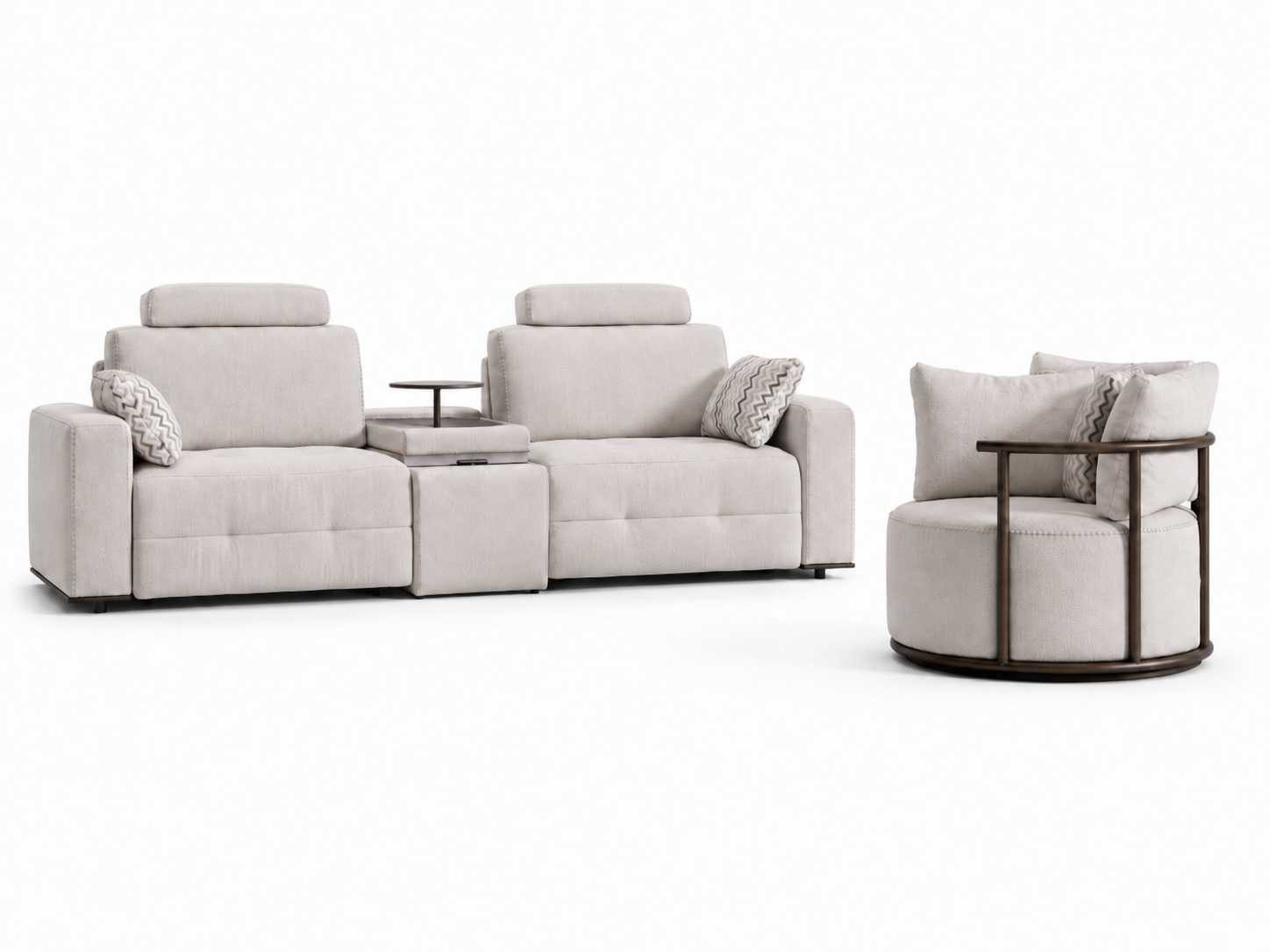 JVmoebel Polstergarnitur Sofa Set 3+1 Sitzer italienisches Designer weiches Garnitur in Beige, (2-tlg), Made in Europa