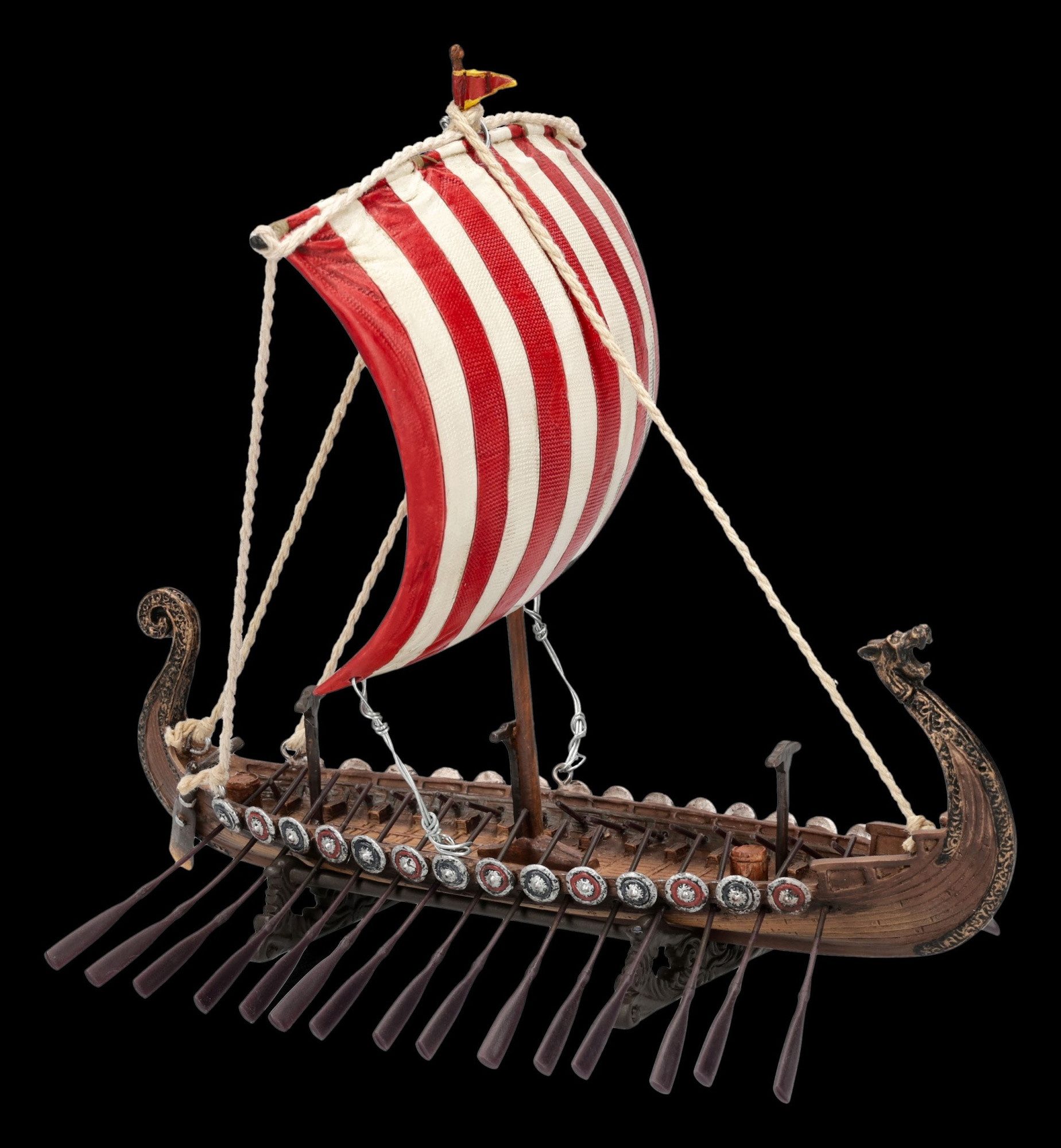 Figuren Shop GmbH Dekoobjekt Wikinger Langschiff Figur – Drakkar Statue Nordische Deko 15 cm