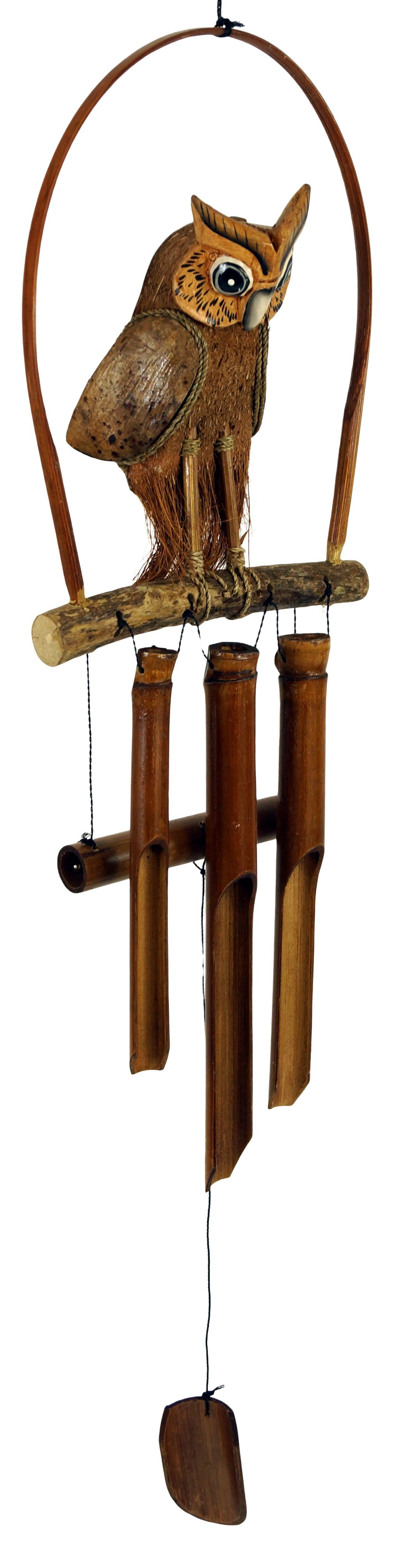 Guru-Shop Windspiel Exotisches Windspiel Klangspiel Bambus - `Eule`