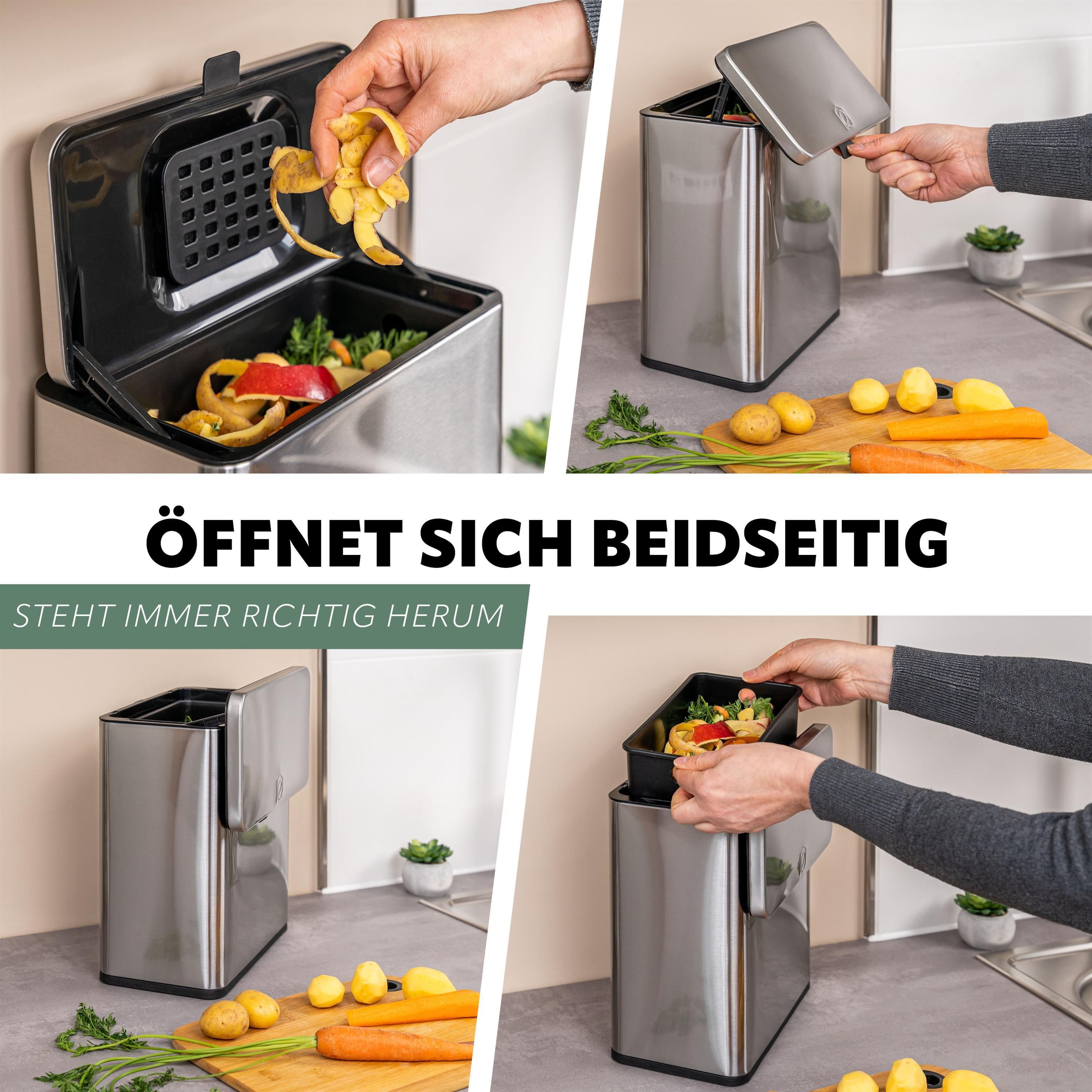 eluno Biomülleimer Biomülleimer 6L mit Kohlefilter, Hängen & Stellen, Komposteimer