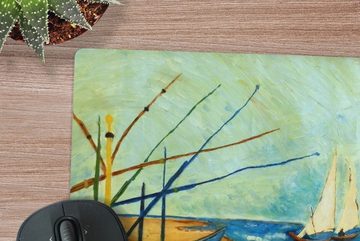 MuchoWow Gaming Mauspad Fischerboote am Strand - Gemälde von Vincent van Gogh (1-St), Mousepad mit Rutschfester Unterseite, Gaming, 40x40 cm, XXL, Großes