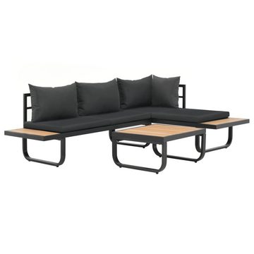 vidaXL Loungesofa 2-tlg. Garten-Ecksofa-Set mit Auflagen Aluminium WPC, 2 Teile