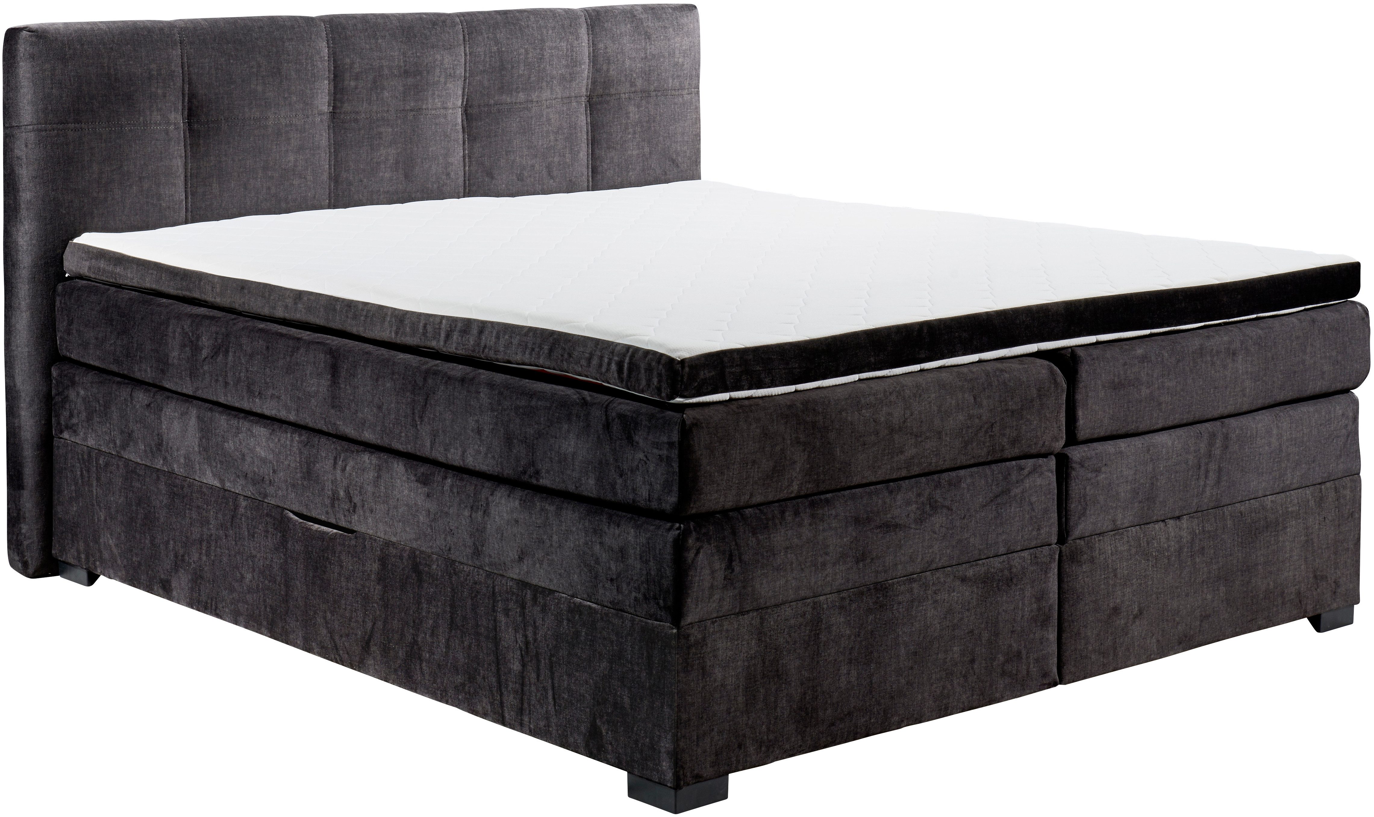 ED EXCITING DESIGN Boxspringbett Fanes mit Komforteinstiegshöhe von 73cm, erhältlich in 180x200cm, inkl. Bettkasten und 7cm Visco-Topper