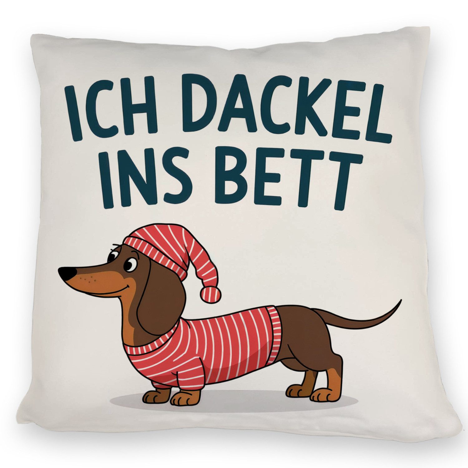 Dekokissen Dackel im Hemd - Ich dackel ins Bett Kissen