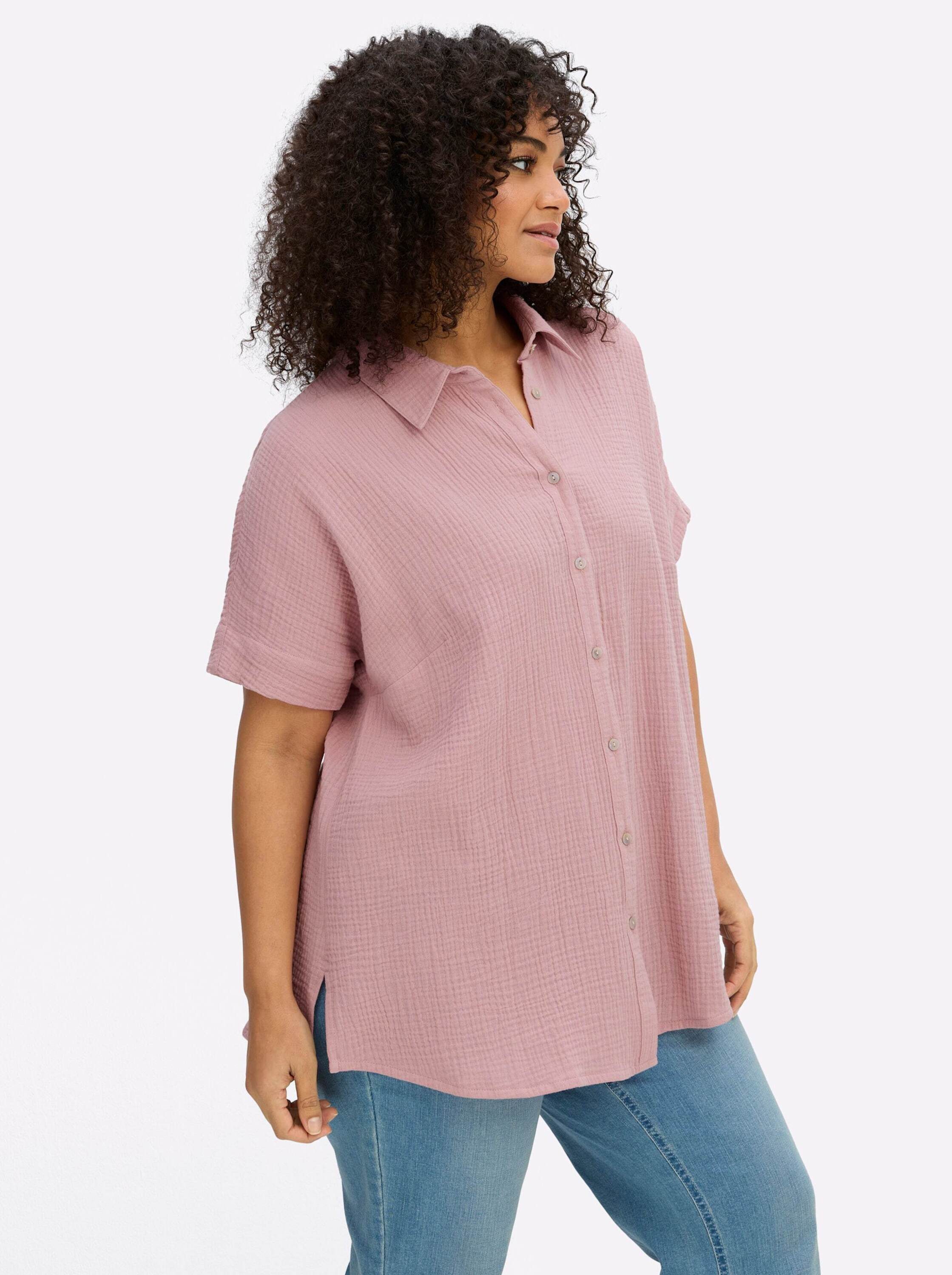 Sheego Klassische Bluse Hemdbluse Kurzarm