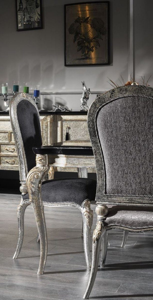 & Esstisch - Esszimmerstühle Esszimmer 6 - & Padrino Luxus im Qualität Prunkvoll Barock - Set - Esszimmer-Set Barockstil Casa Luxus 1 Esszimmermöbel Edel
