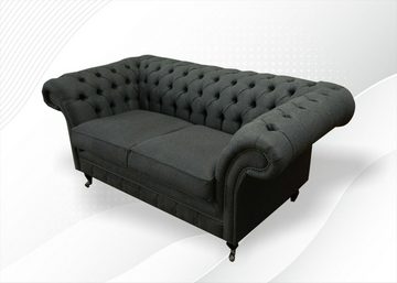 JVmoebel Chesterfield-Sofa, Sofa 2 Sitzer Schwarz Chesterfield Design Couch Wohnzimmer Textil