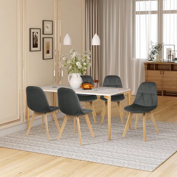 EGGREE Esszimmerstuhl 4er Set Esszimmerstühle mit Rückenlehne, Küchenstuhl mit Samtbezug