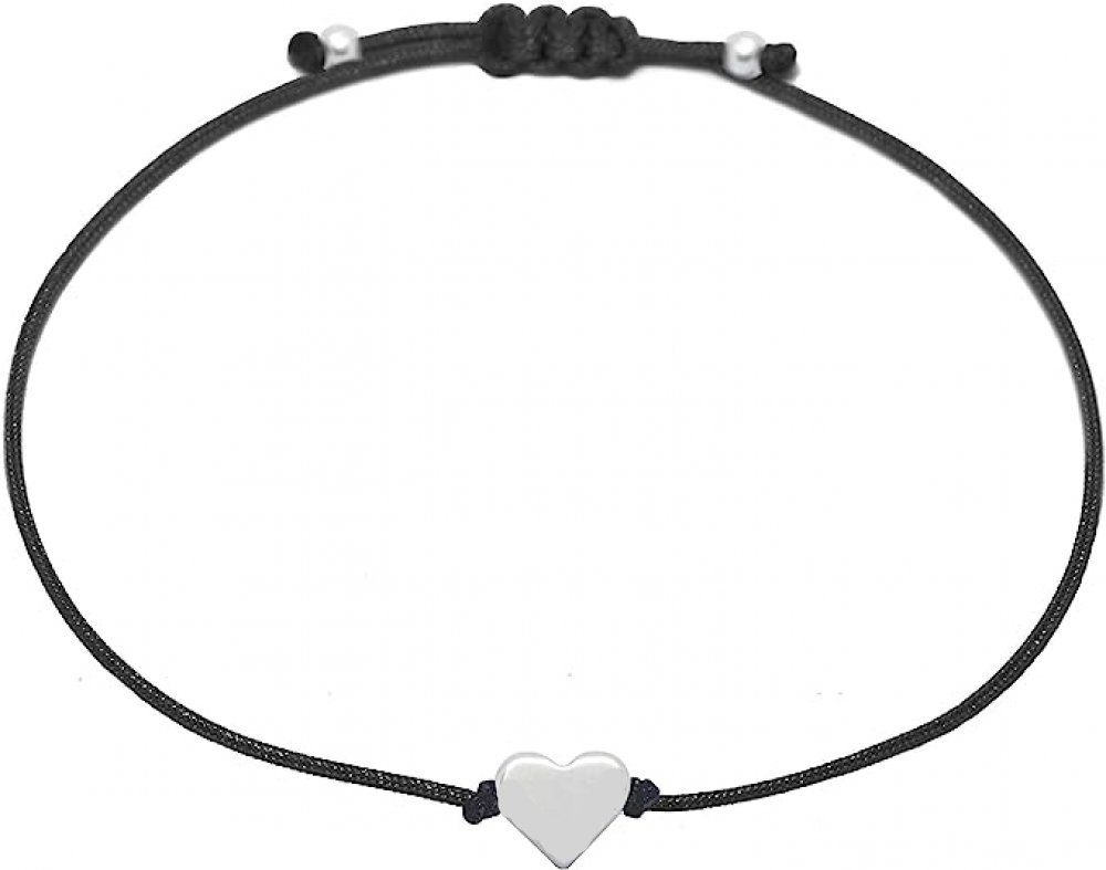 WaKuKa Bettelarmband Damenarmband Silber Herz Handverstellbares Quastenarmband (1-tlg)
