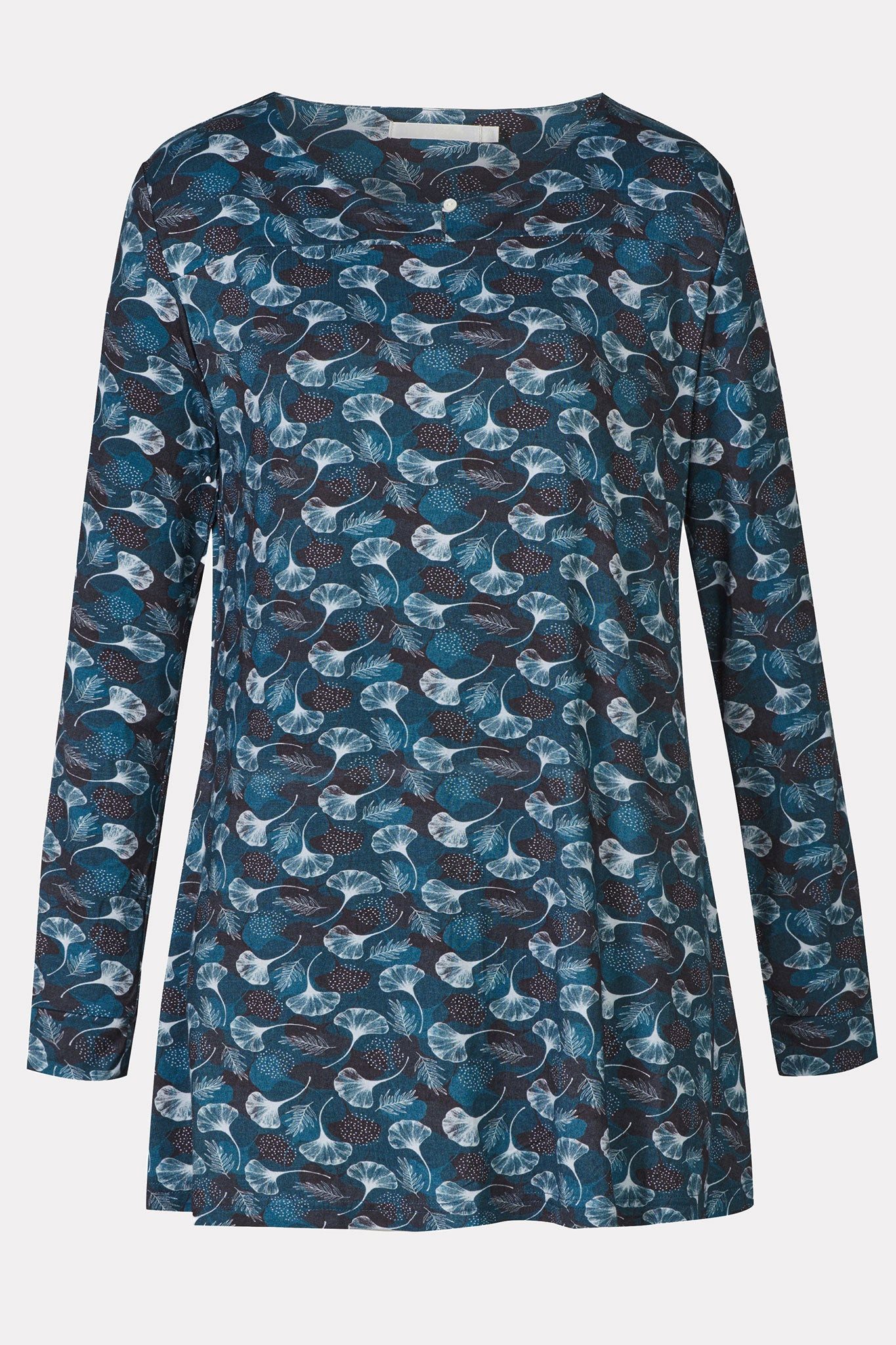Himalaya Clothing Tunika Damen Langarmshirt mit floralem Allover-Print - Tunika Shirt Viskose Weich fließende Tunika Damen leicht ausgestellt