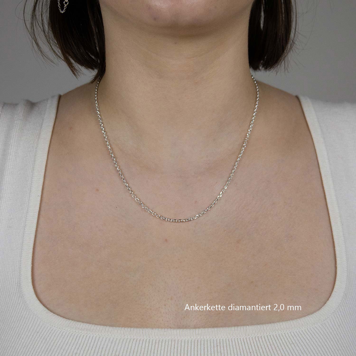 HOPLO Silberkette Ankerkette diamantiert Länge 40cm - Breite 2,0mm - 925 Si günstig online kaufen