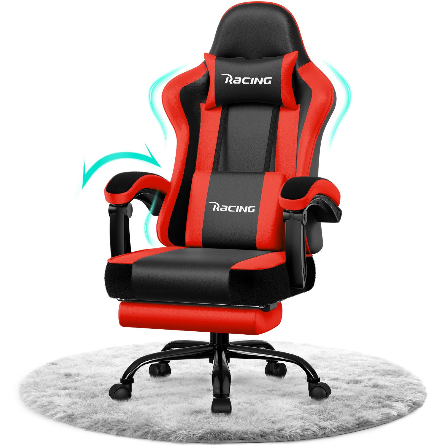 Adormii Gaming-Stuhl Gaming Stuhl ergonomisch Gaming Chair Bürostuhl verstellbare (Gaming Stuhl mit verstellbaren Lendenkissen, Armlehne und Kopfstütze, Gamer Stuhl Bequeme Sitzkissen), gepolsterter Gaming-Stuhl, bis 150 kg Belastbarkeit