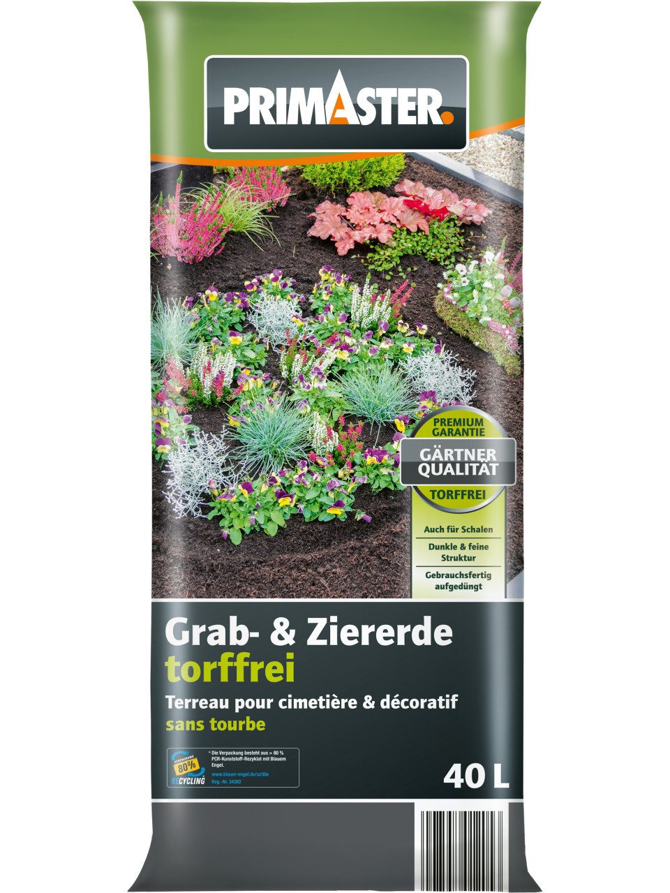 Primaster Spezialerde Primaster Zier- & Graberde torffrei 40 L, Torffrei
