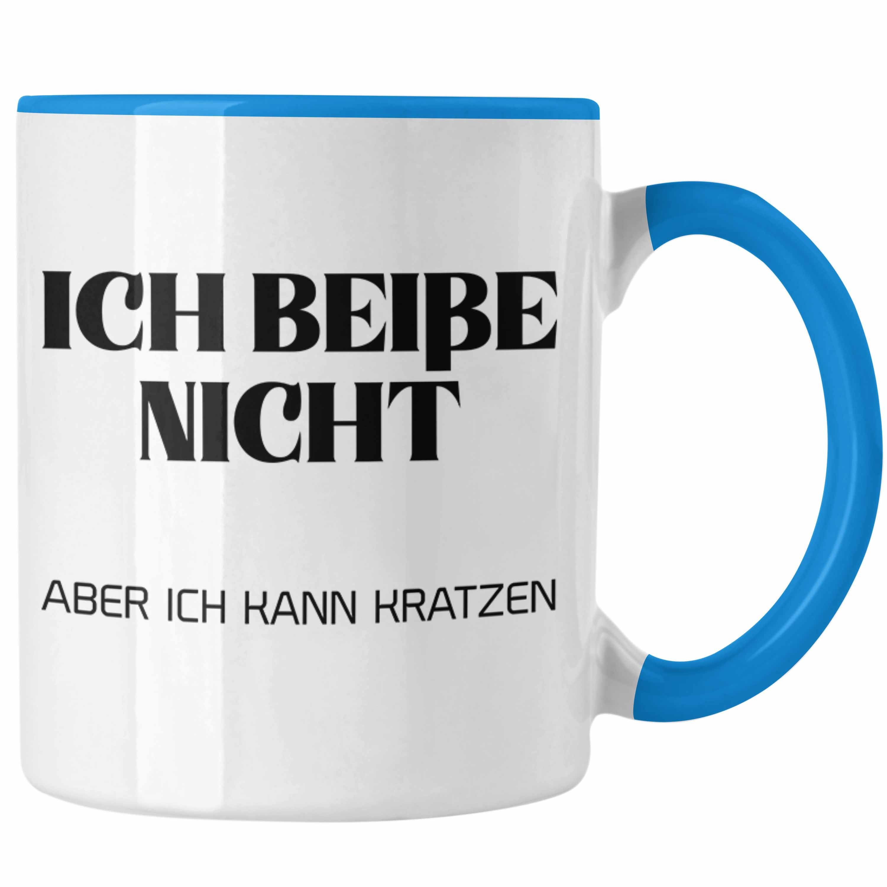 Trendation Tasse Ich Beiße Nicht Tasse für Frauen Geschenk Freundin Blau