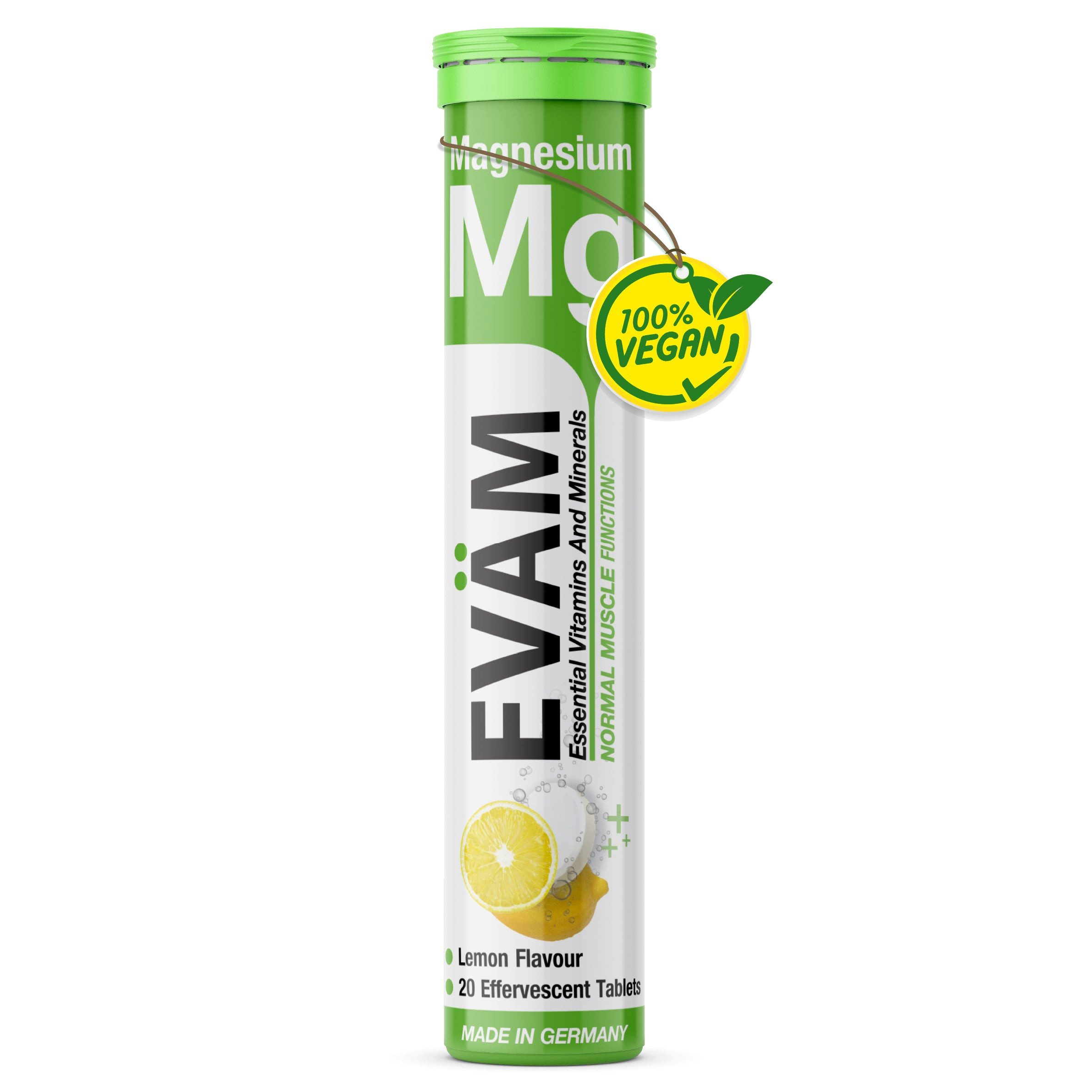 EVÄM Magnesium 375 mg Brausetabletten, Zitrone, vegan Brausetabletten, 1 er 20 St., 82 g, Made in Germany