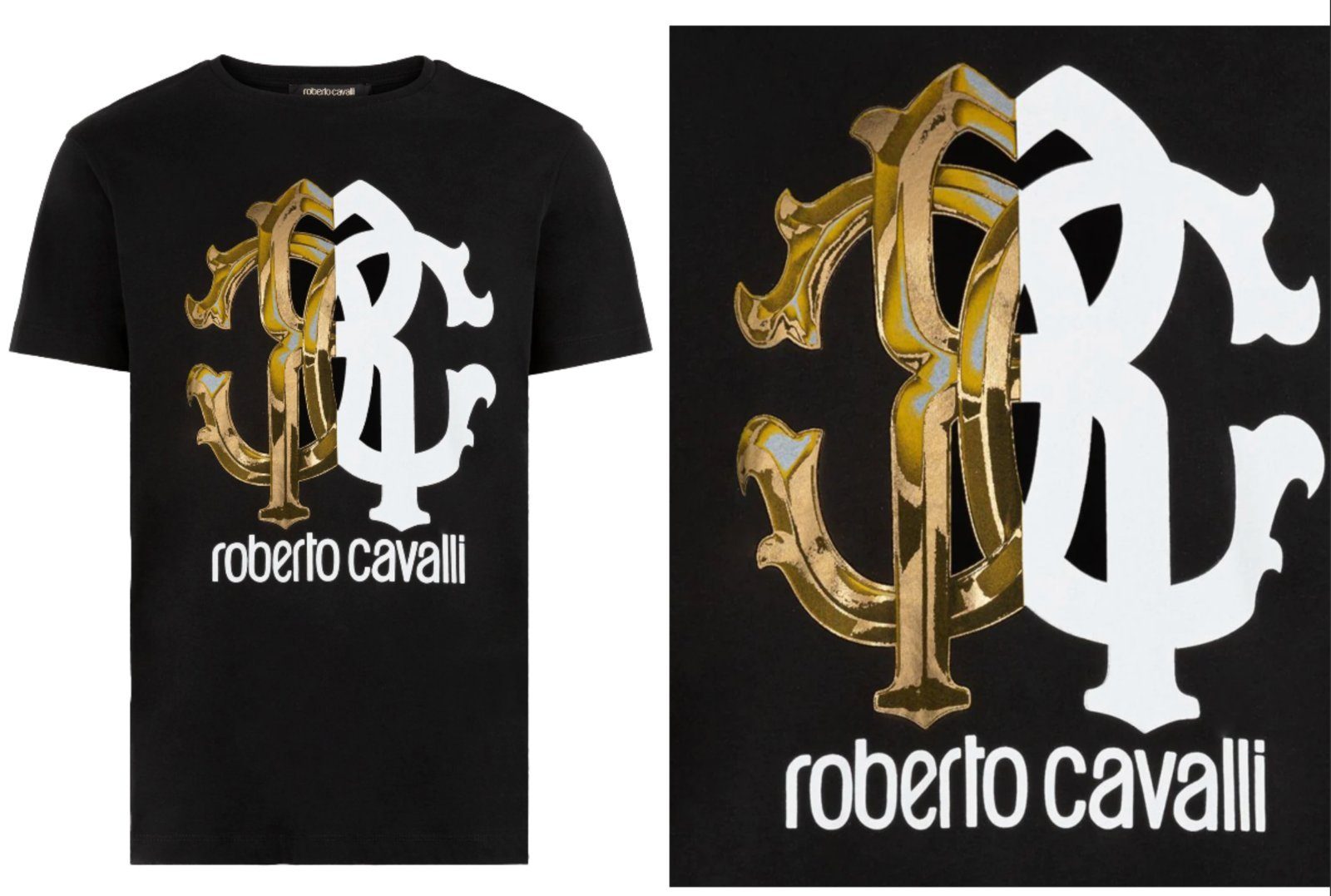 roberto cavalli T-Shirt ROBERTO CAVALLI FIRENZE LOGO PRINT LUXURY CREW NECK T-SHIRT RETRO SHIR