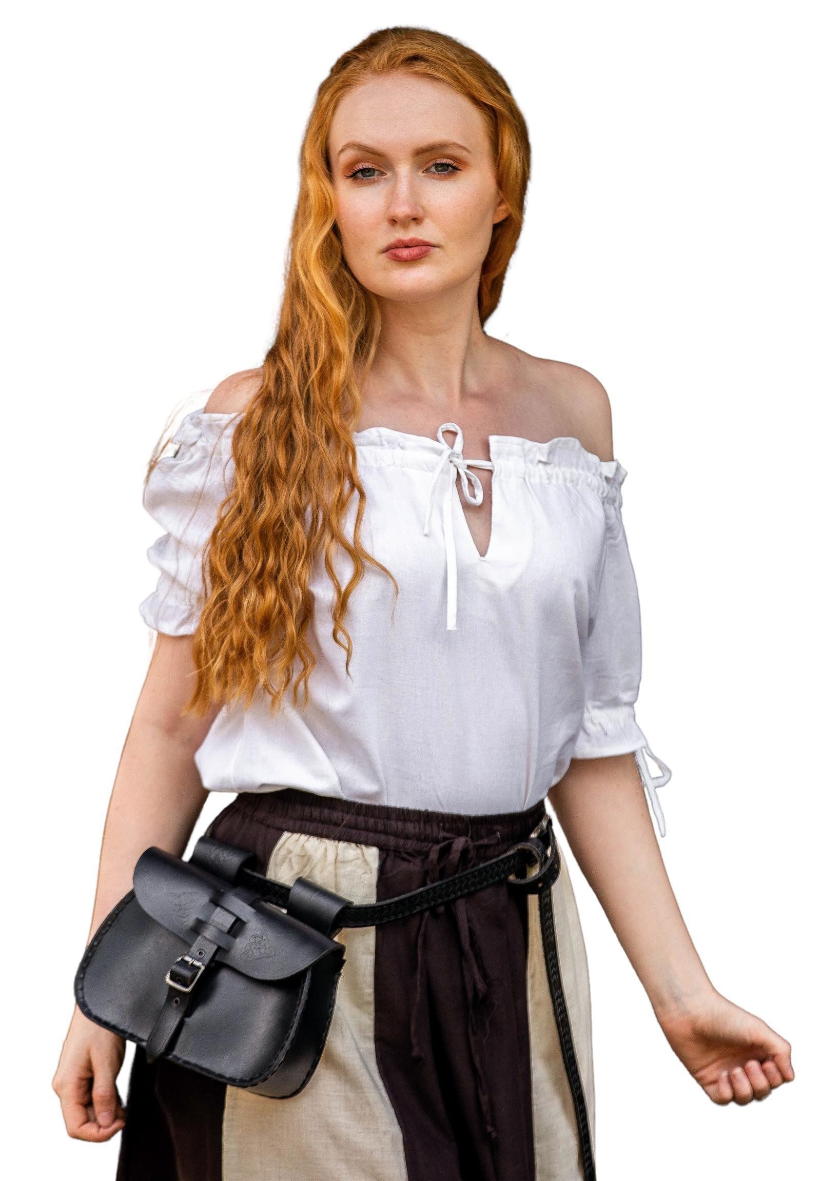 Leonardo Carbone Burgfräulein-Kostüm Kurzarmbluse "Otilia" mit Kordelzug, Rüschenärmel, schulterfrei tragbar