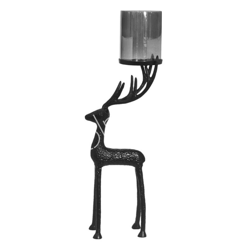 Teelichthalter Kerzenständer Windlichthalter Weihnachten Hirsch Schwarz Metall 78 cm