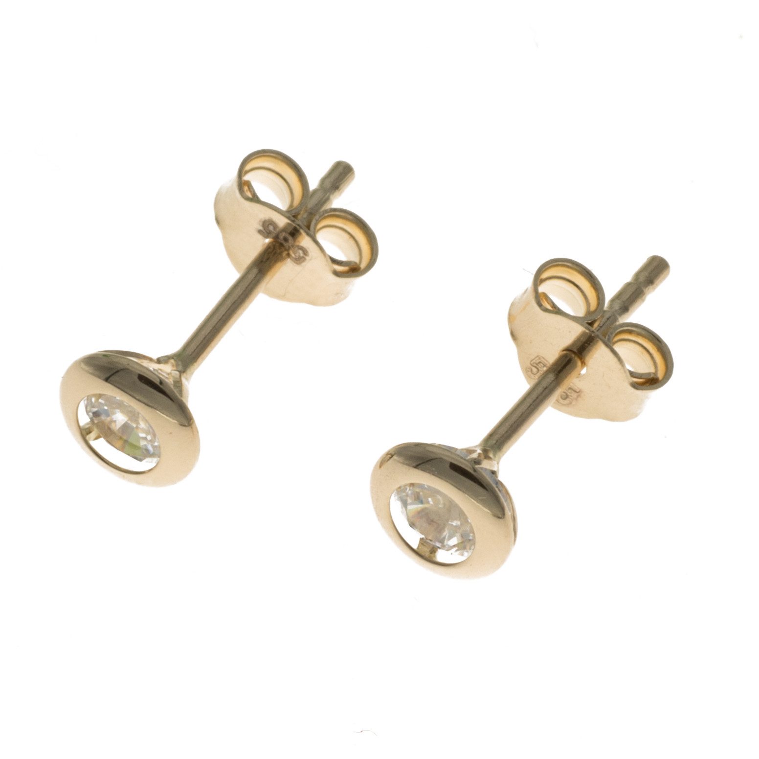 Paar Ohrstecker Ohrstecker rund mit Zirkonia 5 mm aus 585 Gold 14 Karat
